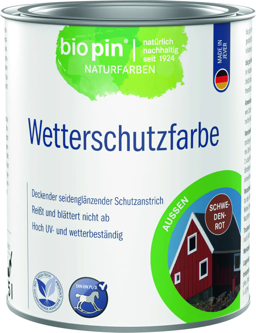 Biopin Wetterschutzfarbe 750 ml schwedenrot Biopin Wetterschutzfarbe 750 ml schwedenrot