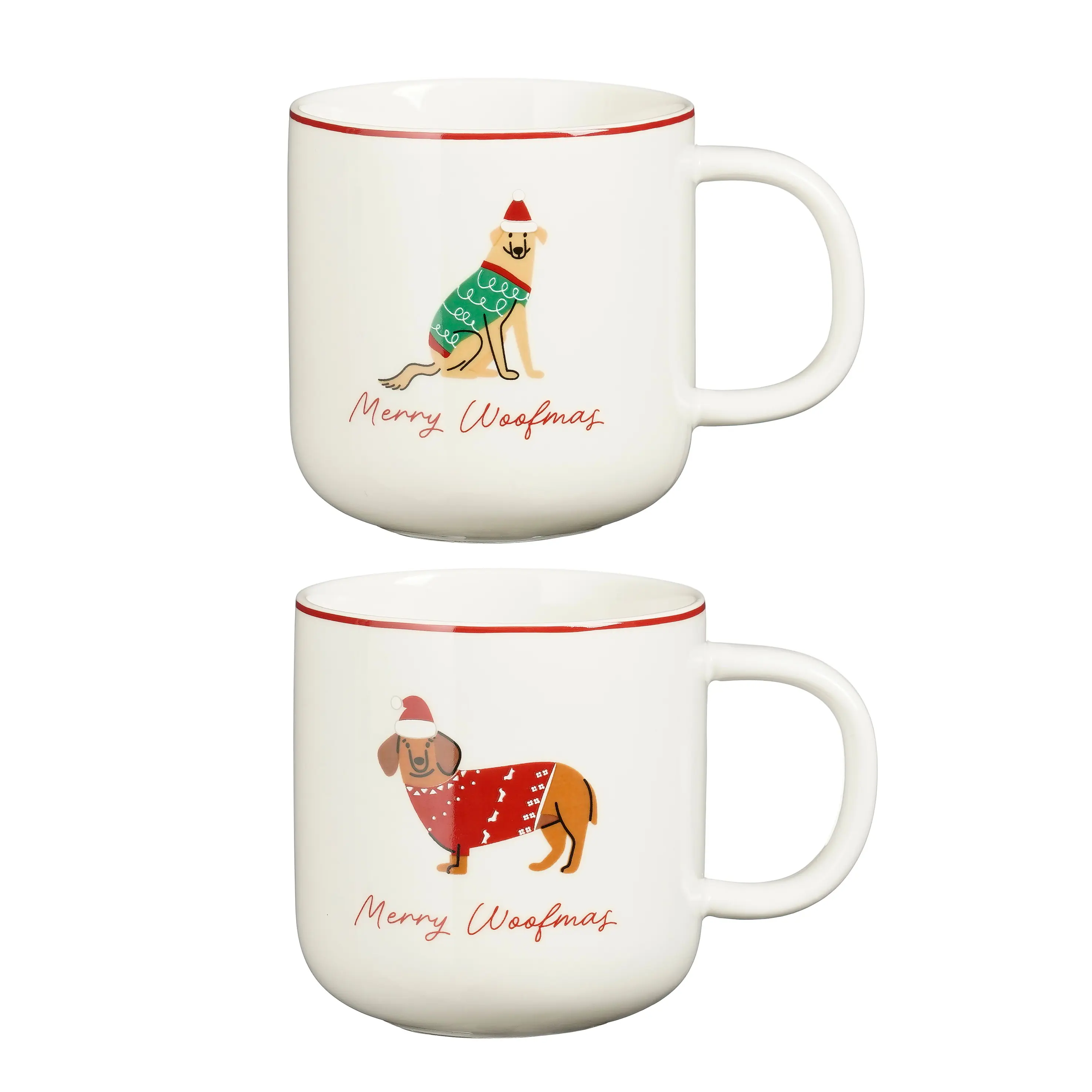 Mica Geschenkset Tasse Hund 9 x 9 cm off white 2-teilig