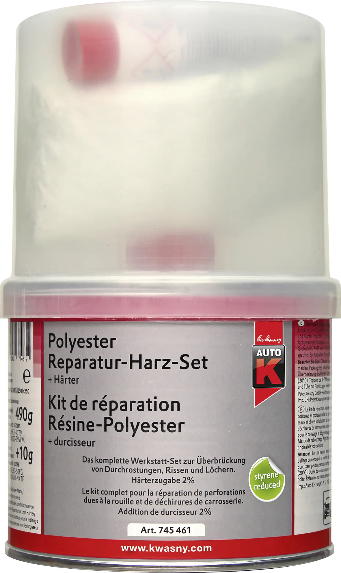 Auto-K Polyester Reparaturharz Set + Härter 500g Auto-K Polyester Reparaturharz Set + Härter 500g