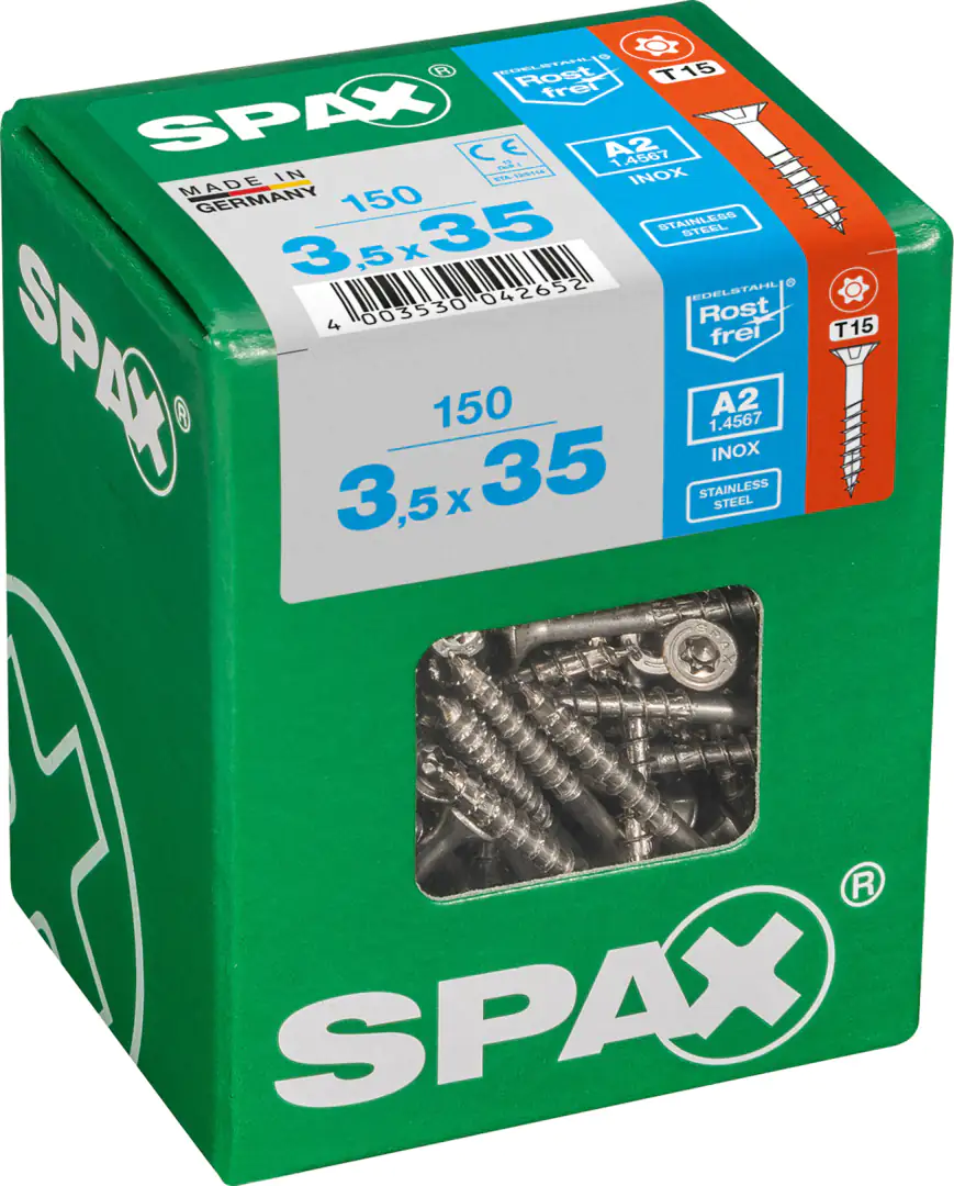Spax Universalschrauben 3.5 x 35 mm TX 15 - 150 Stk. Spax Universalschrauben 3.5 x 35 mm TX 15 - 150 Stk.