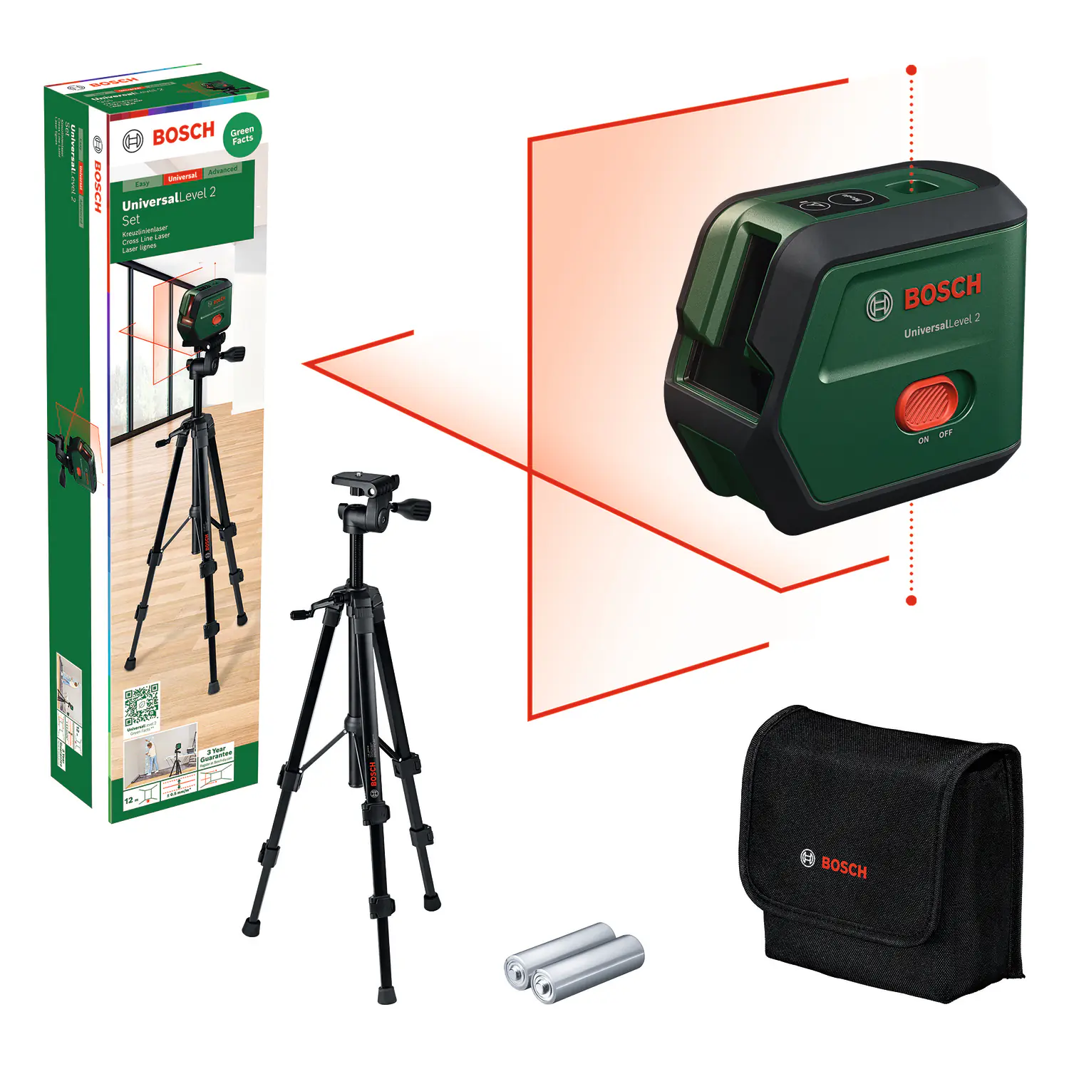 Bosch Kreuzlinien-Laser mit Lotfunktion UniversalLevel 2 Set
