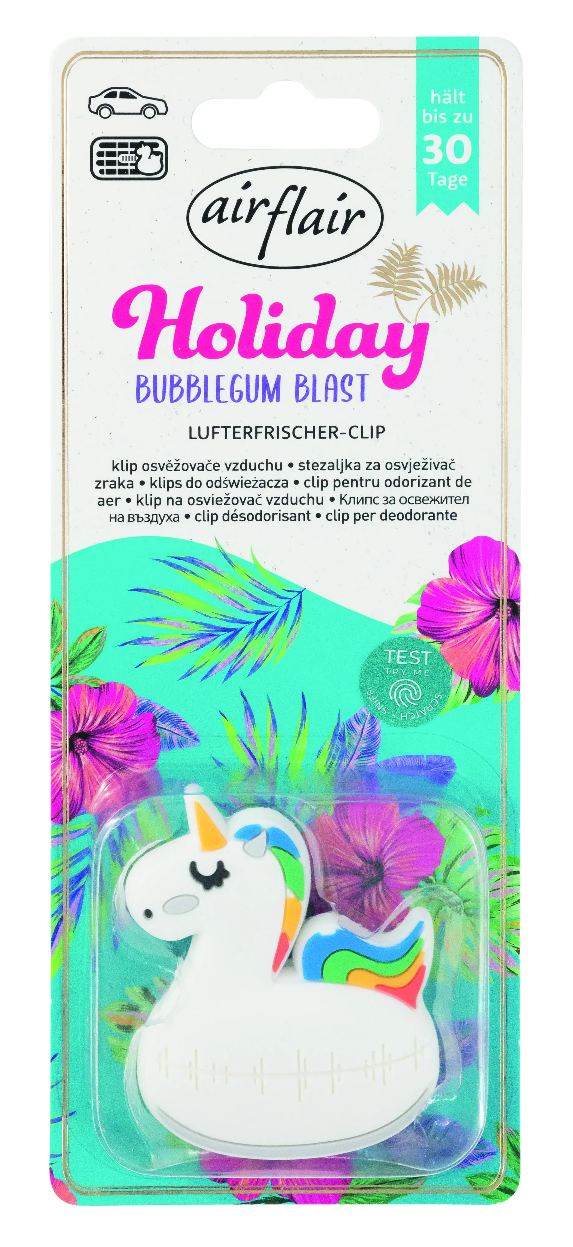 airflair Lufterfrischer Clip Holiday Einhorn Bubblegum Blast airflair Lufterfrischer Clip Holiday Einhorn Bubblegum Blast