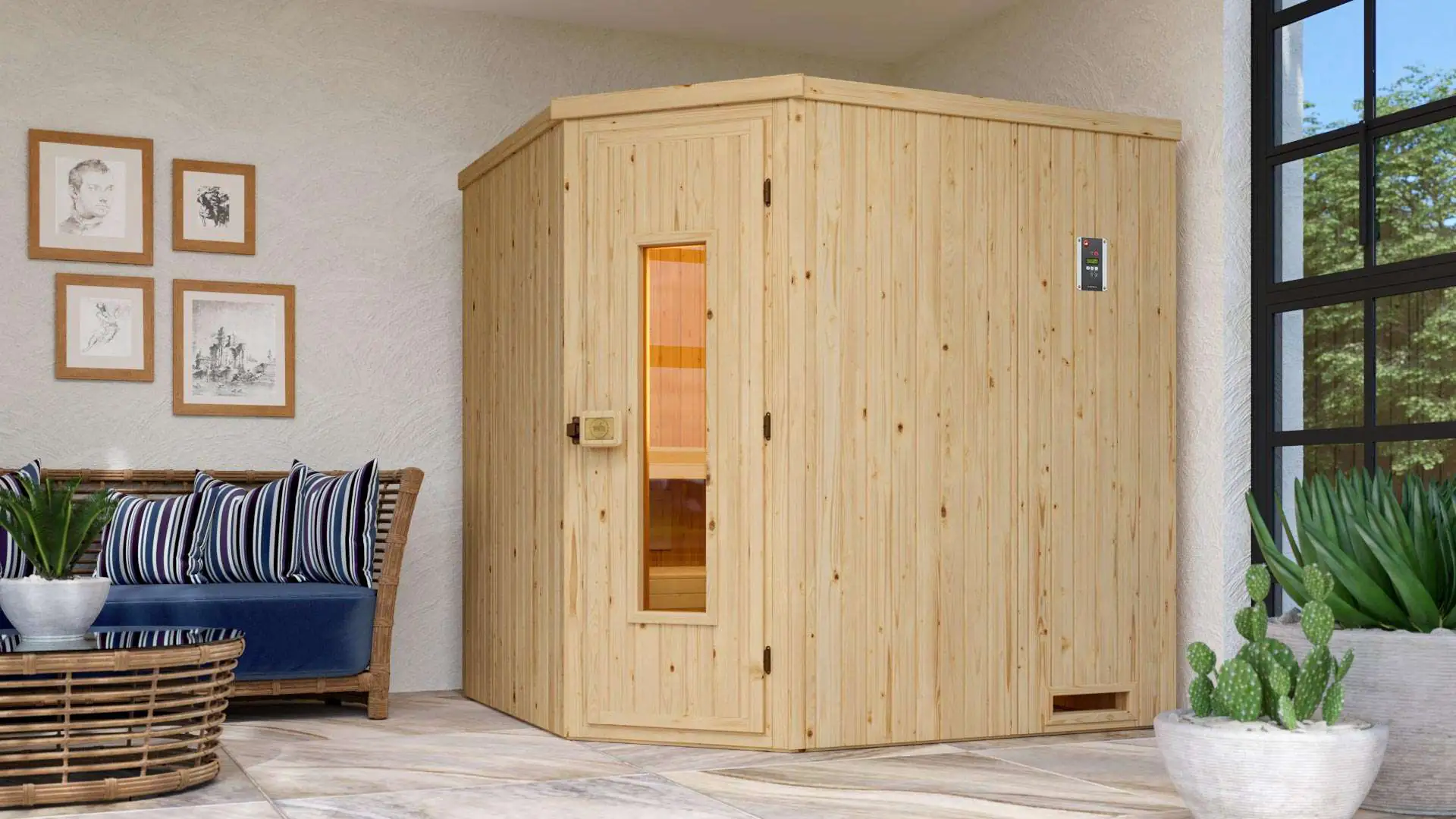Weka Elementsauna Varberg Gr. 3 Sparset 7,5 kw OS Weka Elementsauna Varberg Gr. 3 Sparset 7,5 kw OS