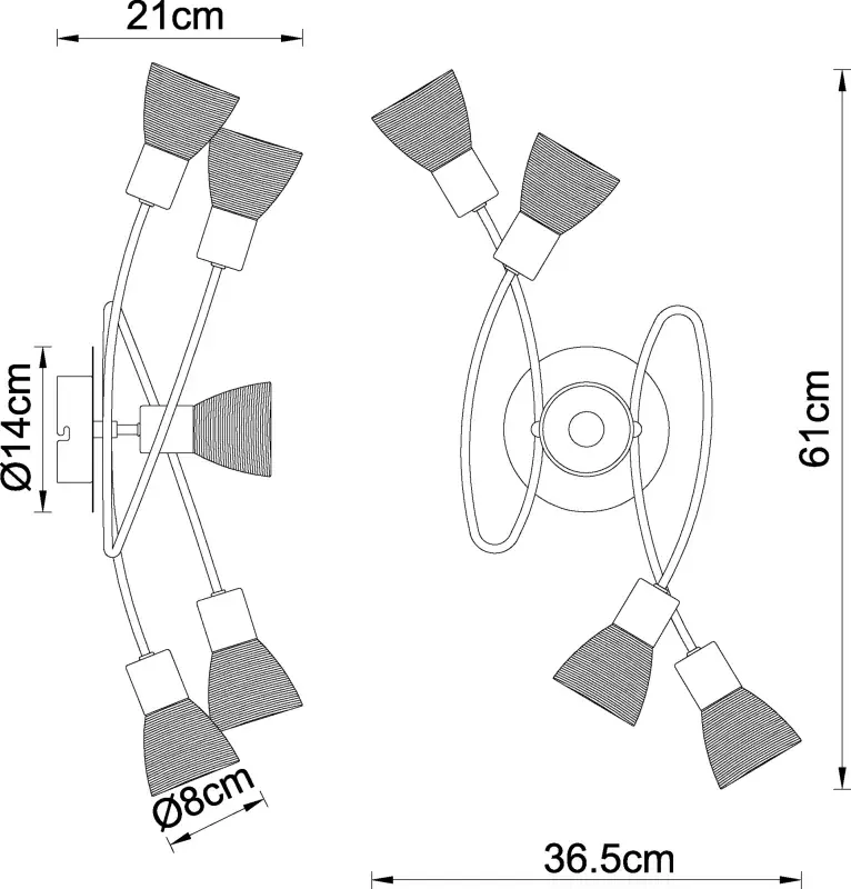 Globo Deckenleuchte Panna 61 x 21 cm L x H nickel matt