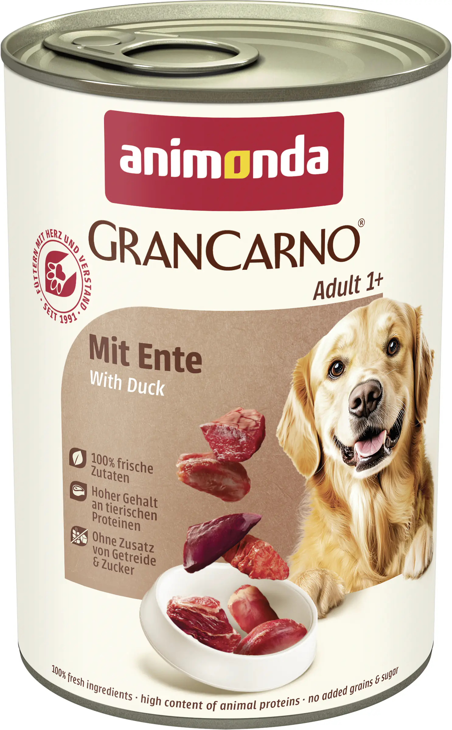 Animonda GranCarno Hundenassfutter Adult getreidefrei 400 g Ente