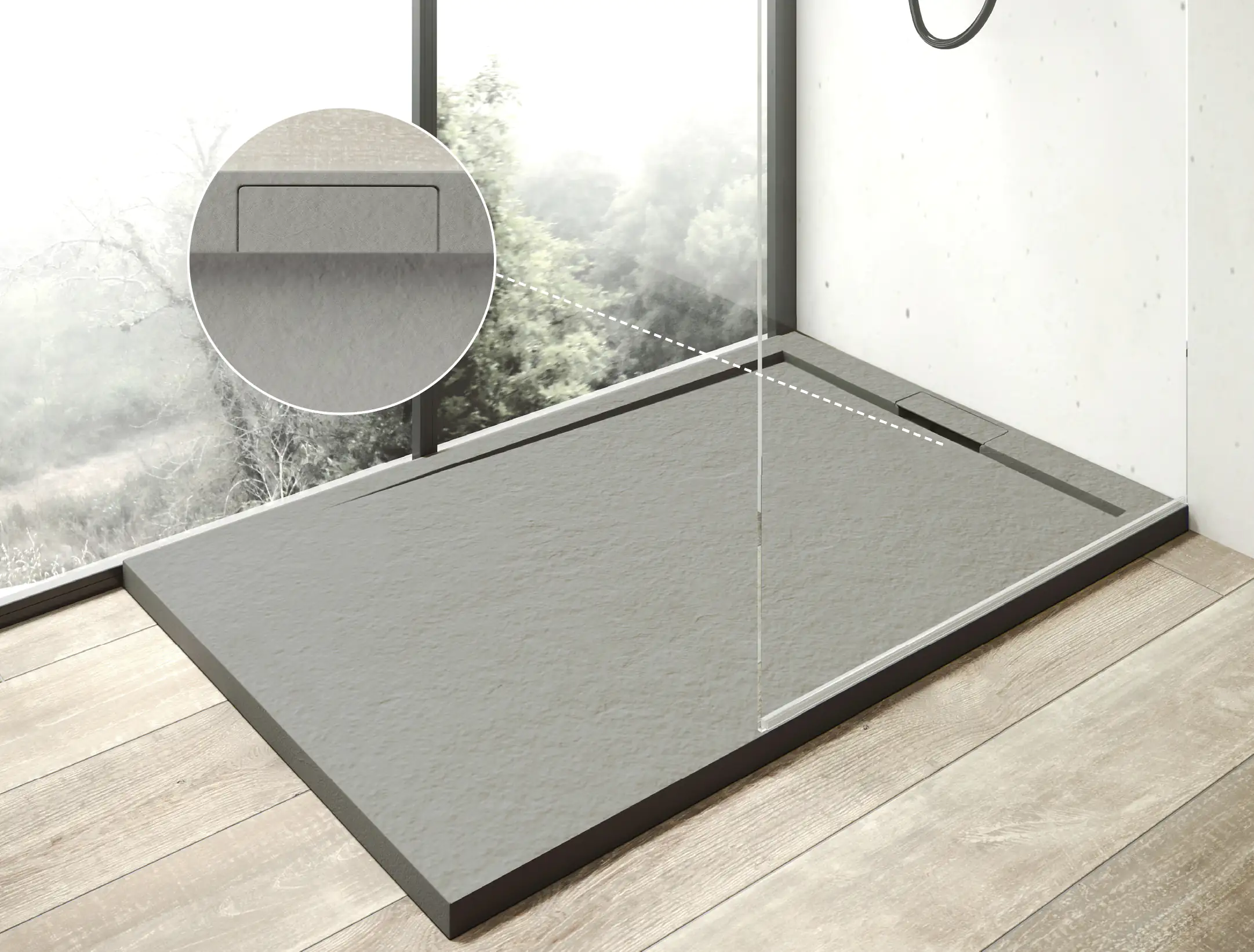 Mineralgussduschwanne Zona 120 x 80 cm, zementgrau, ohne Ablaufgarnitur, ohne Füsse