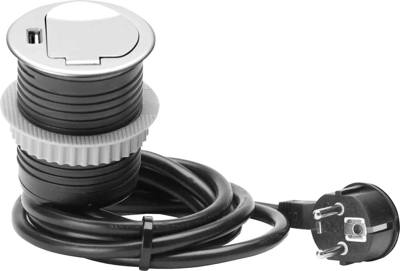 Unitec Einbausteckdosenleiste 1-Fach 1,5m mit USB, H05VV-F3 G1,5 mm