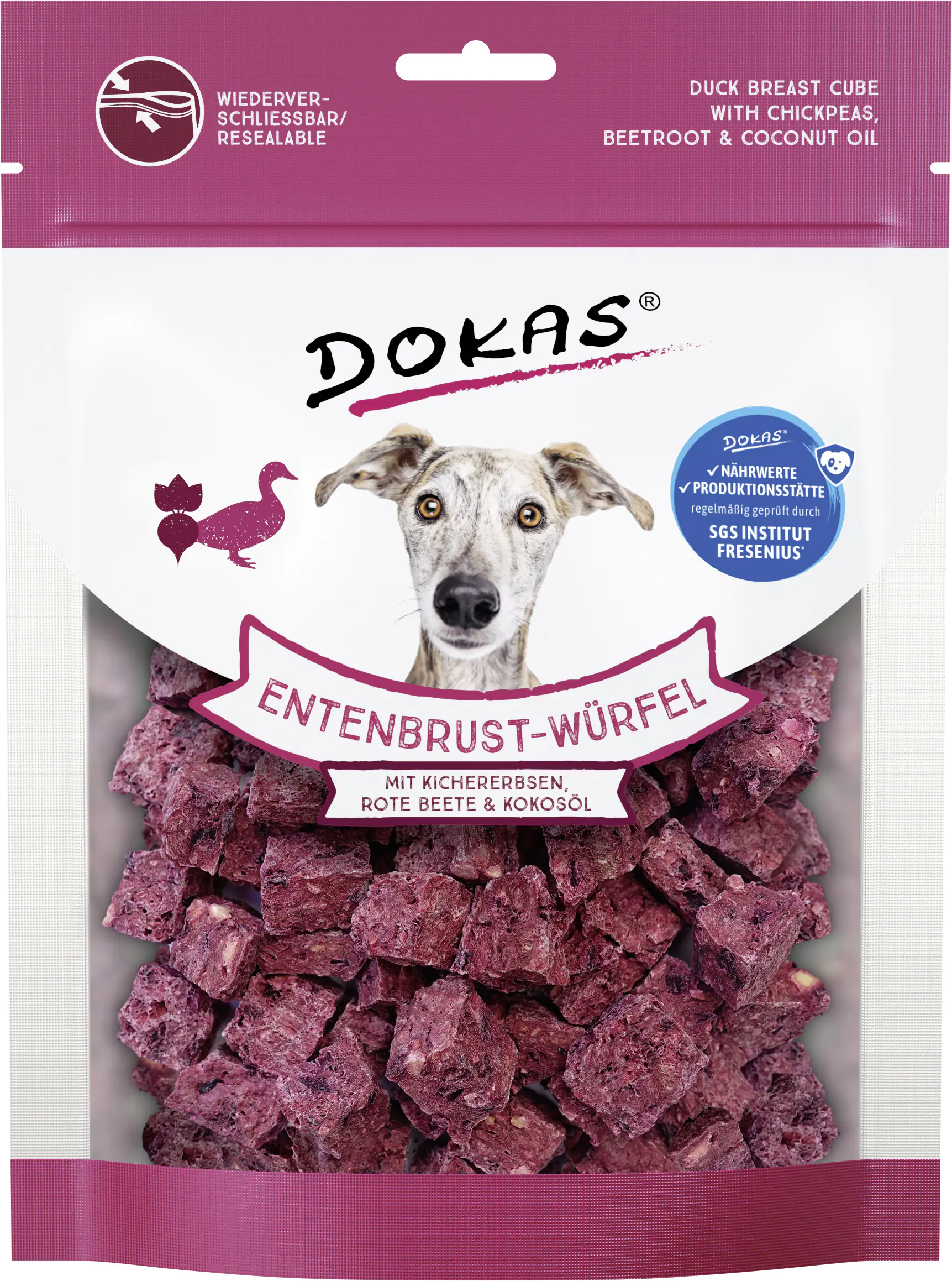 Dokas Entenbrust-Würfel mit Kichererbsen 150 g, Rote Beete & Kokosöl