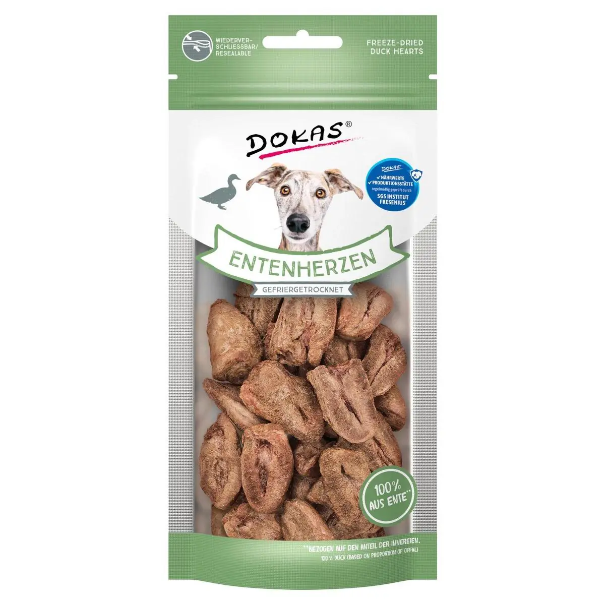 Dokas Hundesnack Adult getreidefrei gefriergetrocknet 22 g Entenherzen Dokas Hundesnack Adult getreidefrei gefriergetrocknet 22 g Entenherzen