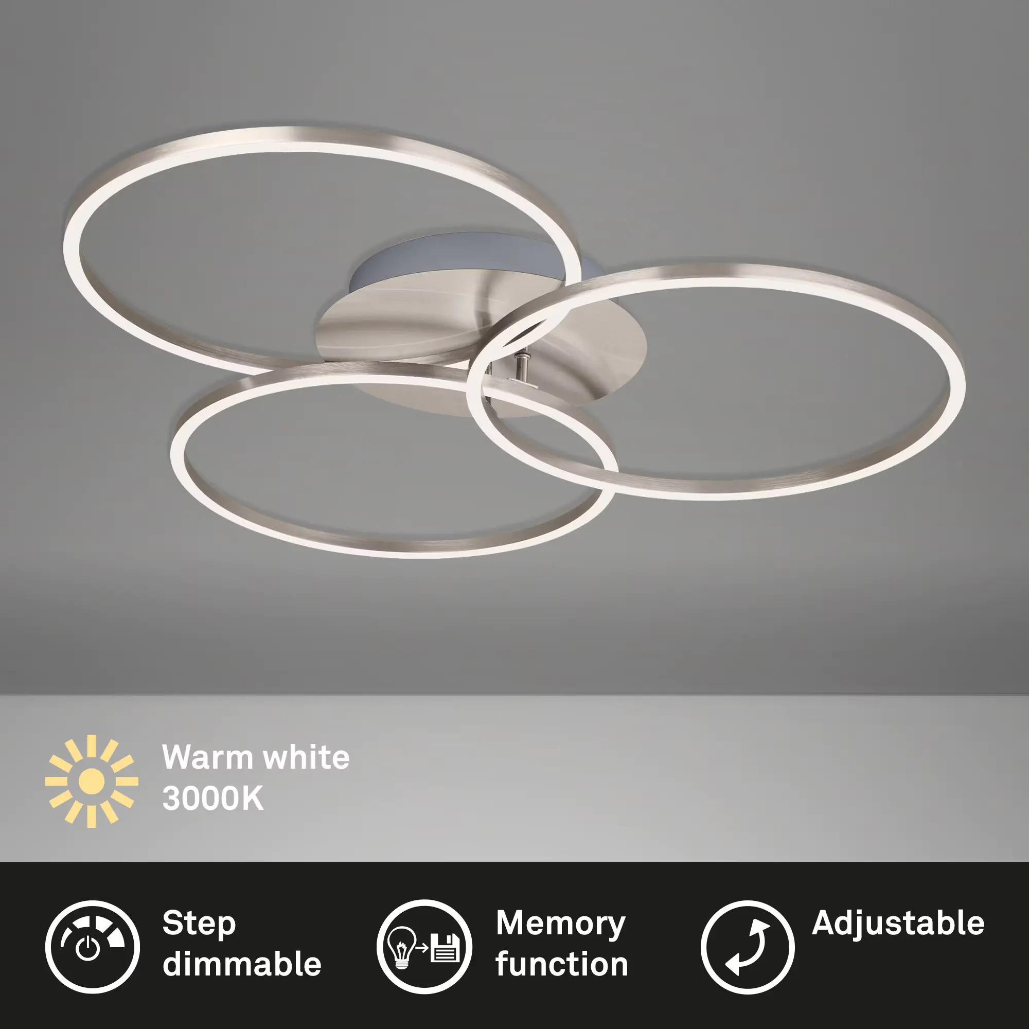 Briloner LED-Deckenleuchte Frame drehbar matt-nickel 40W Briloner LED-Deckenleuchte Frame drehbar matt-nickel 40W