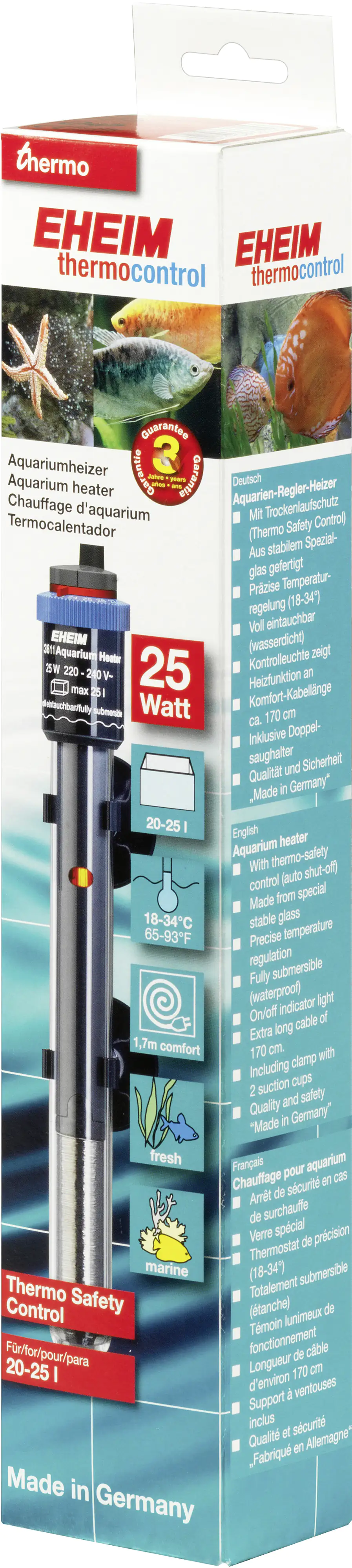 Eheim thermocontrol 25 Aquarienheizer Temperatur-Einstellung 18 bis 34 °C Eheim thermocontrol 25 Aquarienheizer Temperatur-Einstellung 18 bis 34 °C