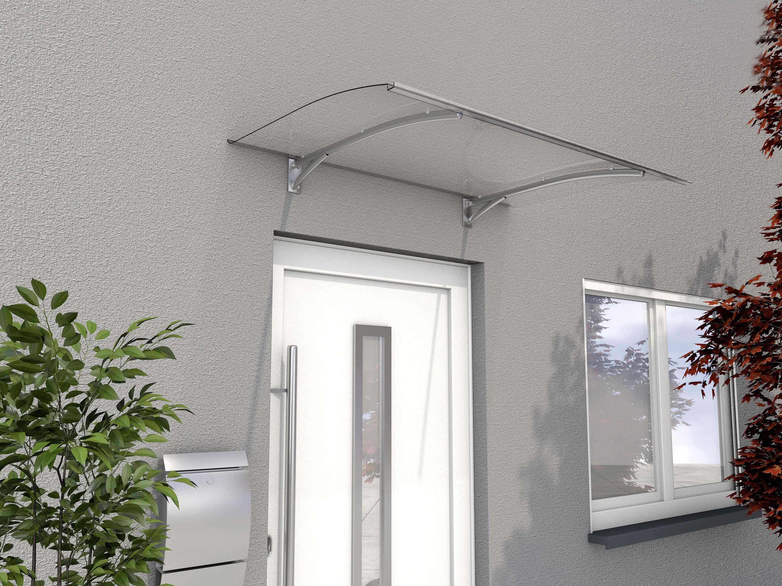 Gutta Vordach PT Secco 150 Edelstahloptik, Polycarbonat klar