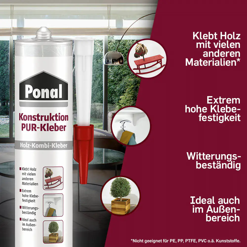 Ponal Konstruktion PUR-Kleber 530 g Kartusche, elfenbein Ponal Konstruktion PUR-Kleber 530 g Kartusche, elfenbein