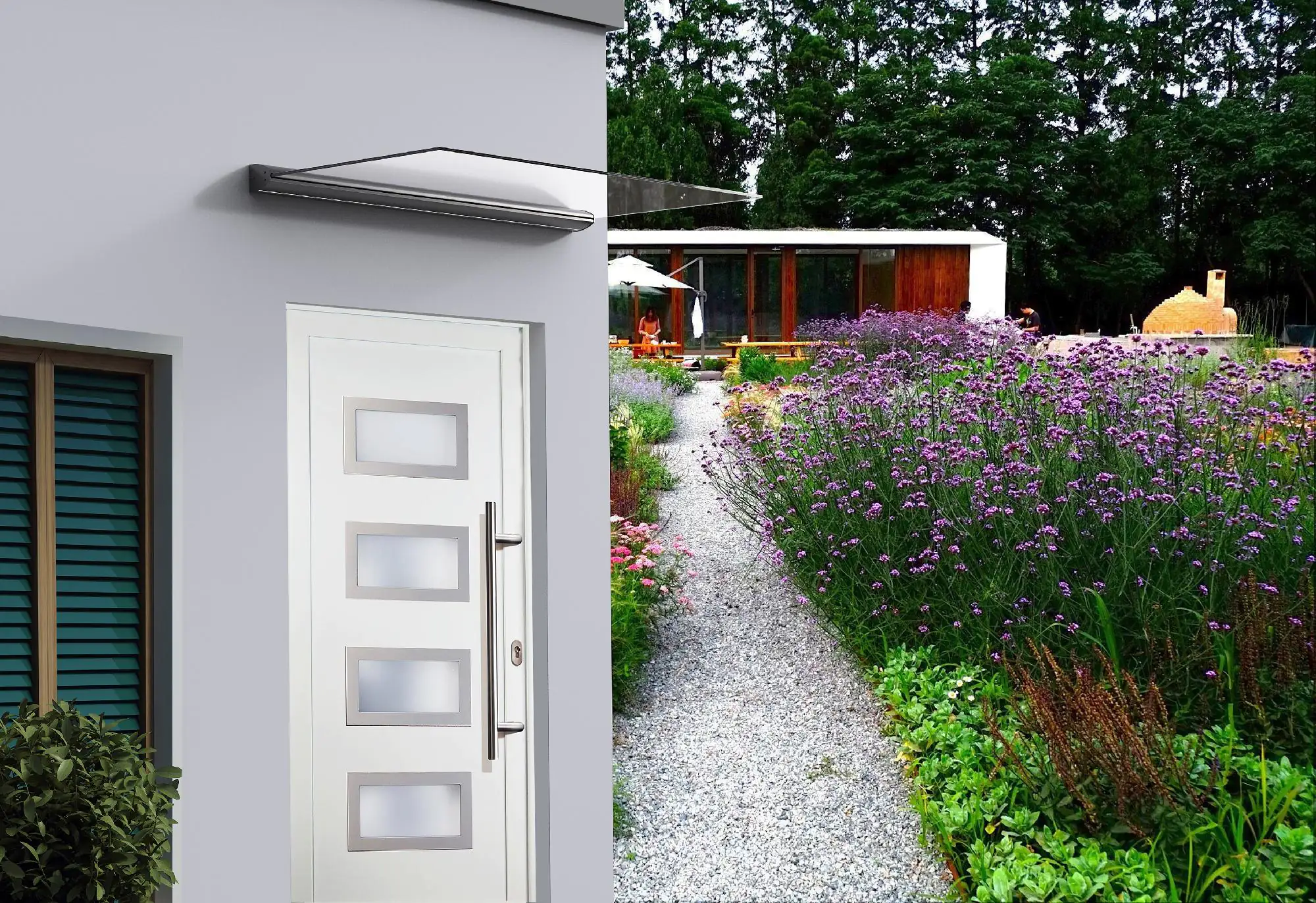 Primaster LED Glas-Vordach St. Tropez 140 x 90 cm, Echtglas - VSG 8 mm