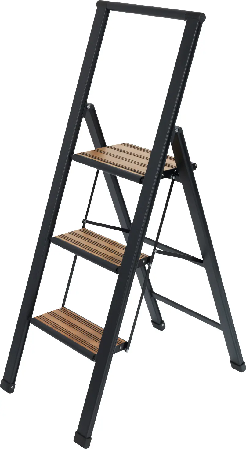 Wenko Trittleiter klappbar mit 3 rutschsicheren XXL-Stufen Aluminium