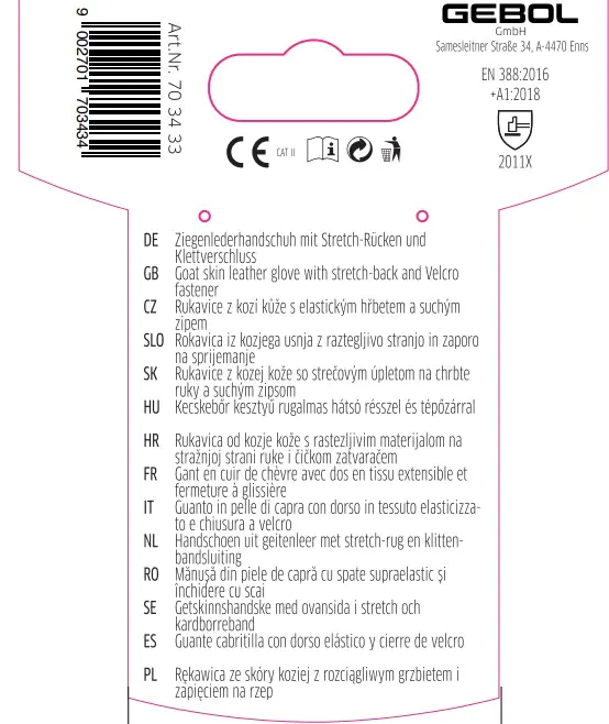 Gebol Handschuh Uni Fit Comfort   Gebol Handschuh Uni Fit Comfort