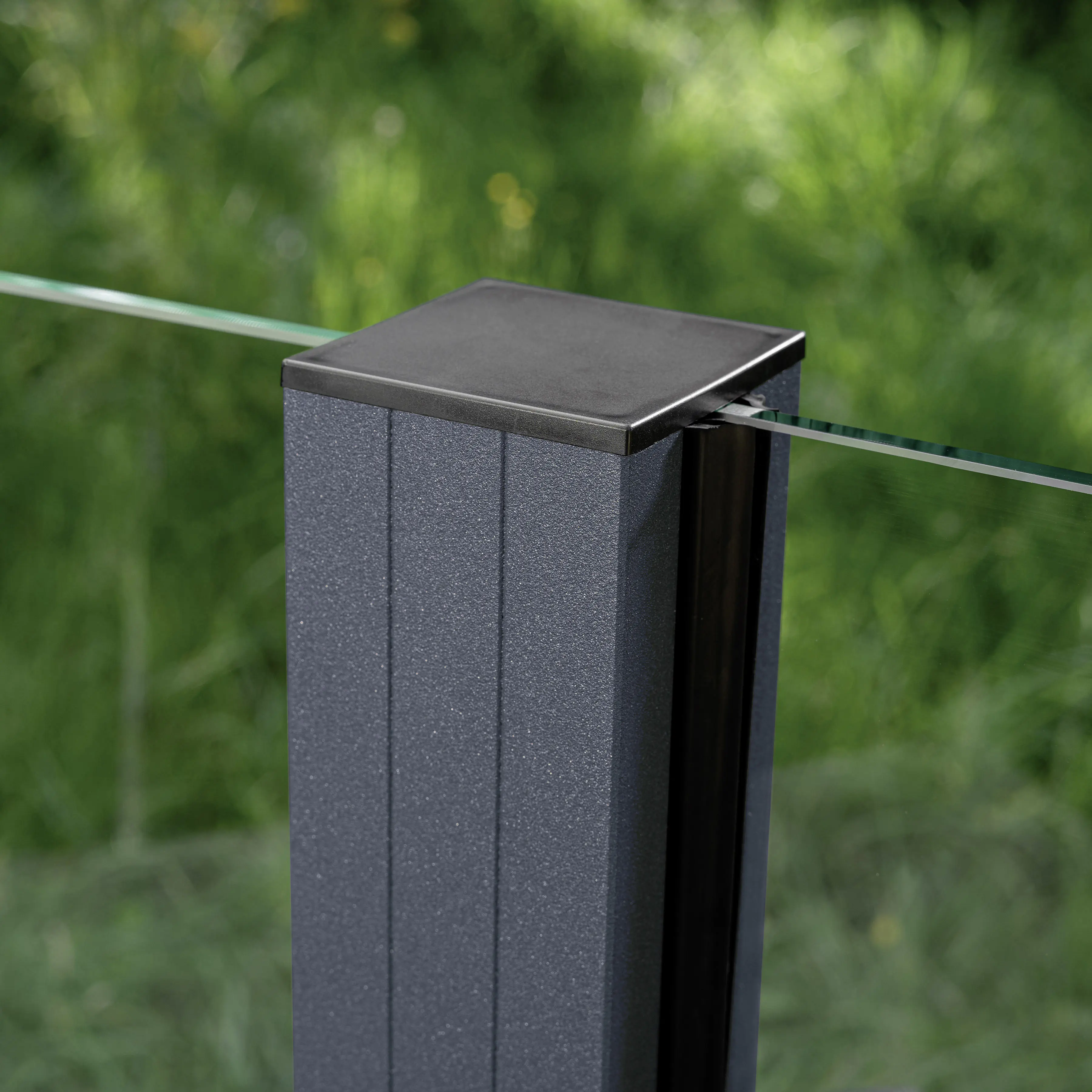Ambiente Glaszaun Erweiterungsset Klarglas 187 x 124,2 cm mit Motivdruck anthrazit