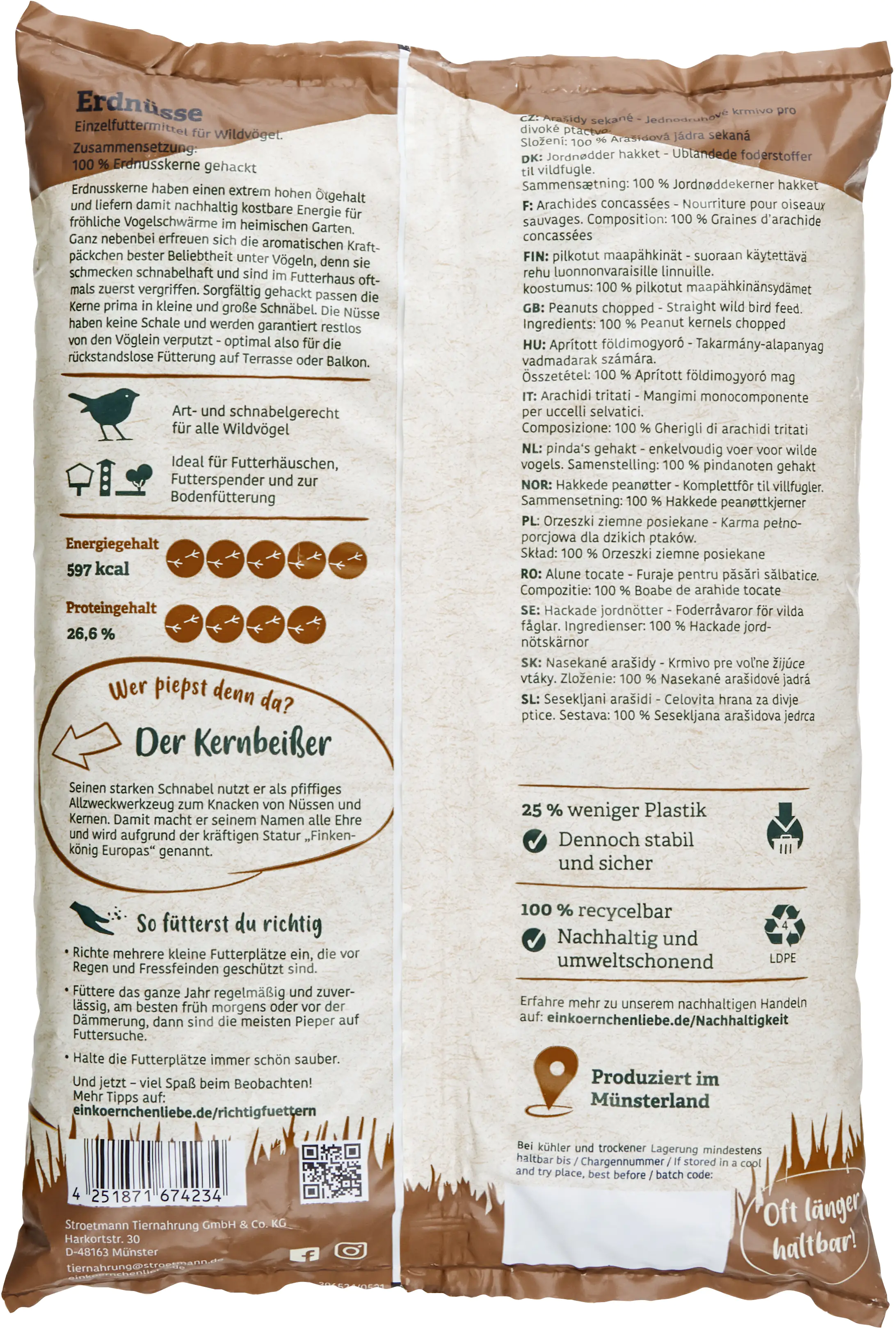 Elles Wildvogelfutter Erdnusskerne gehackt 1 kg Elles Wildvogelfutter Erdnusskerne gehackt 1 kg