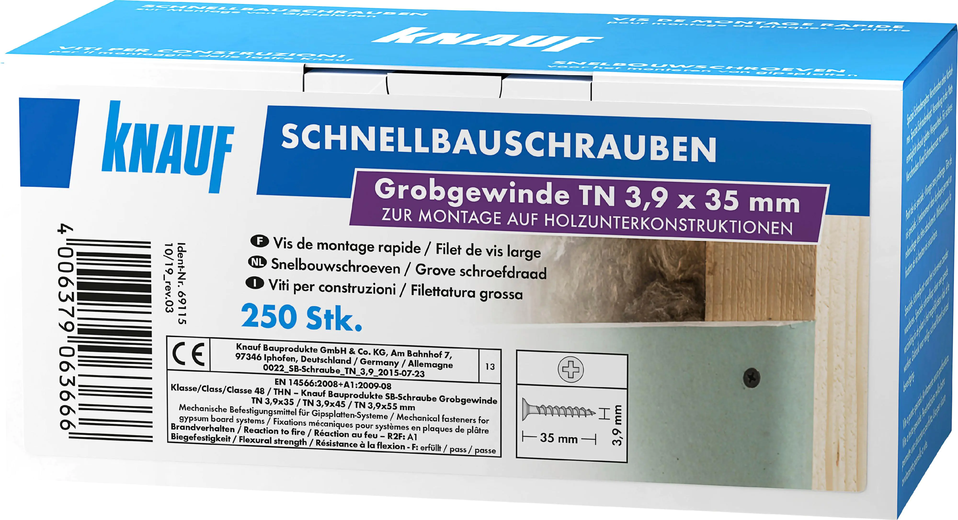 Knauf Schnellbauschrauben 3,9 x 35 mm, PH 1, 250 Stück