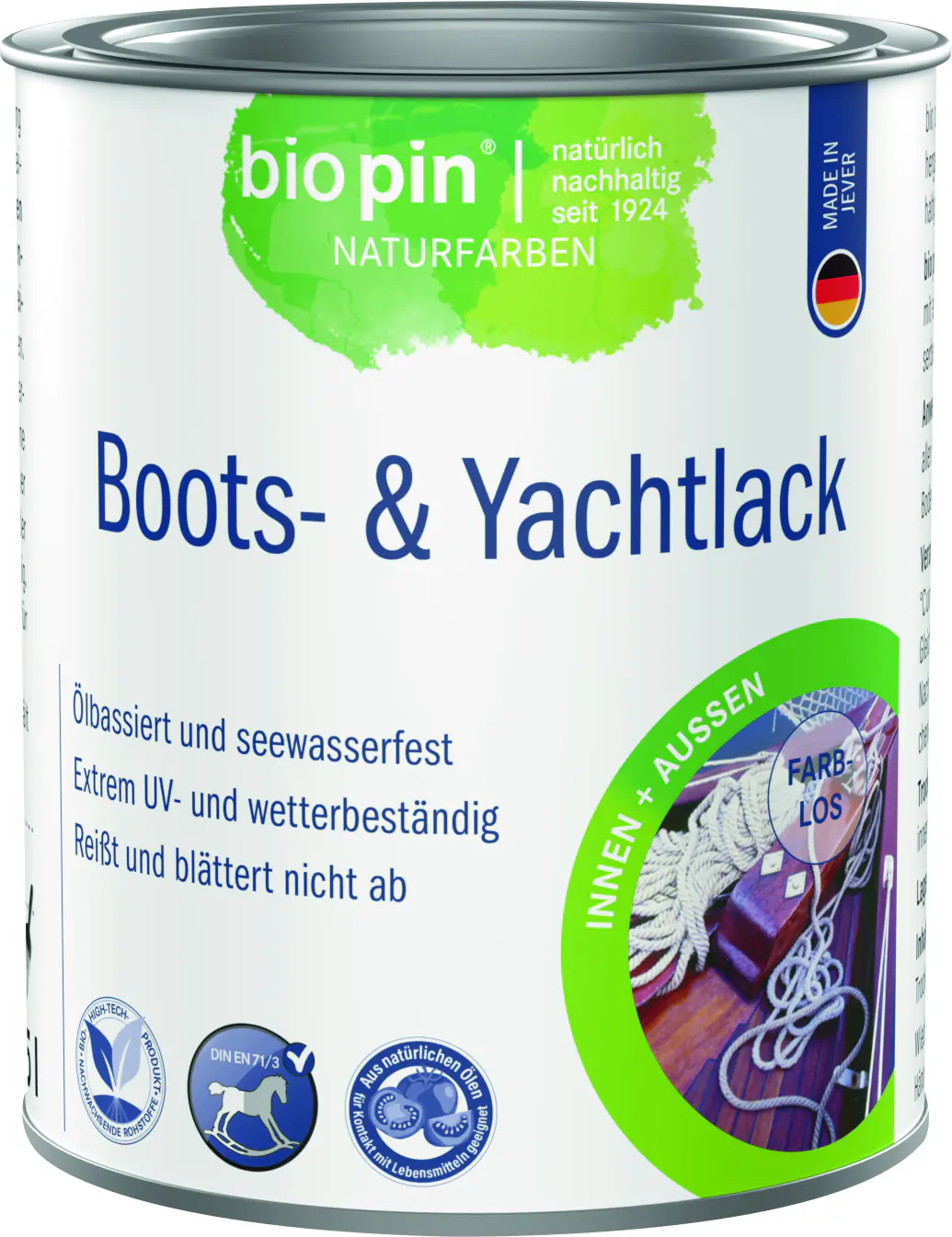 Biopin Naturfarben Bootslack 375 ml farblos glänzend