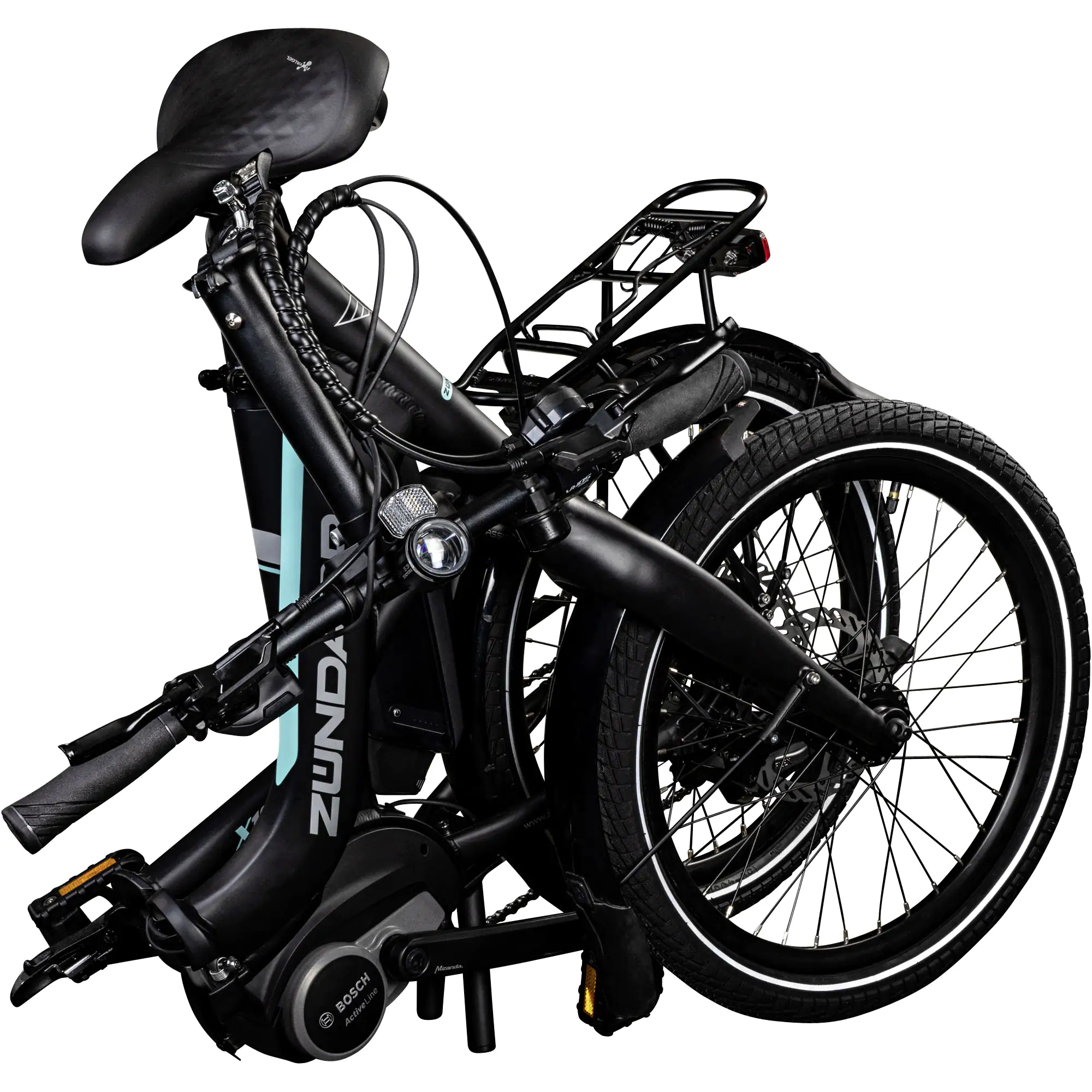 Zündapp E-Bike Faltrad X100 20 Zoll 9-Gang RH 45cm 400 Wh schwarz/türkis