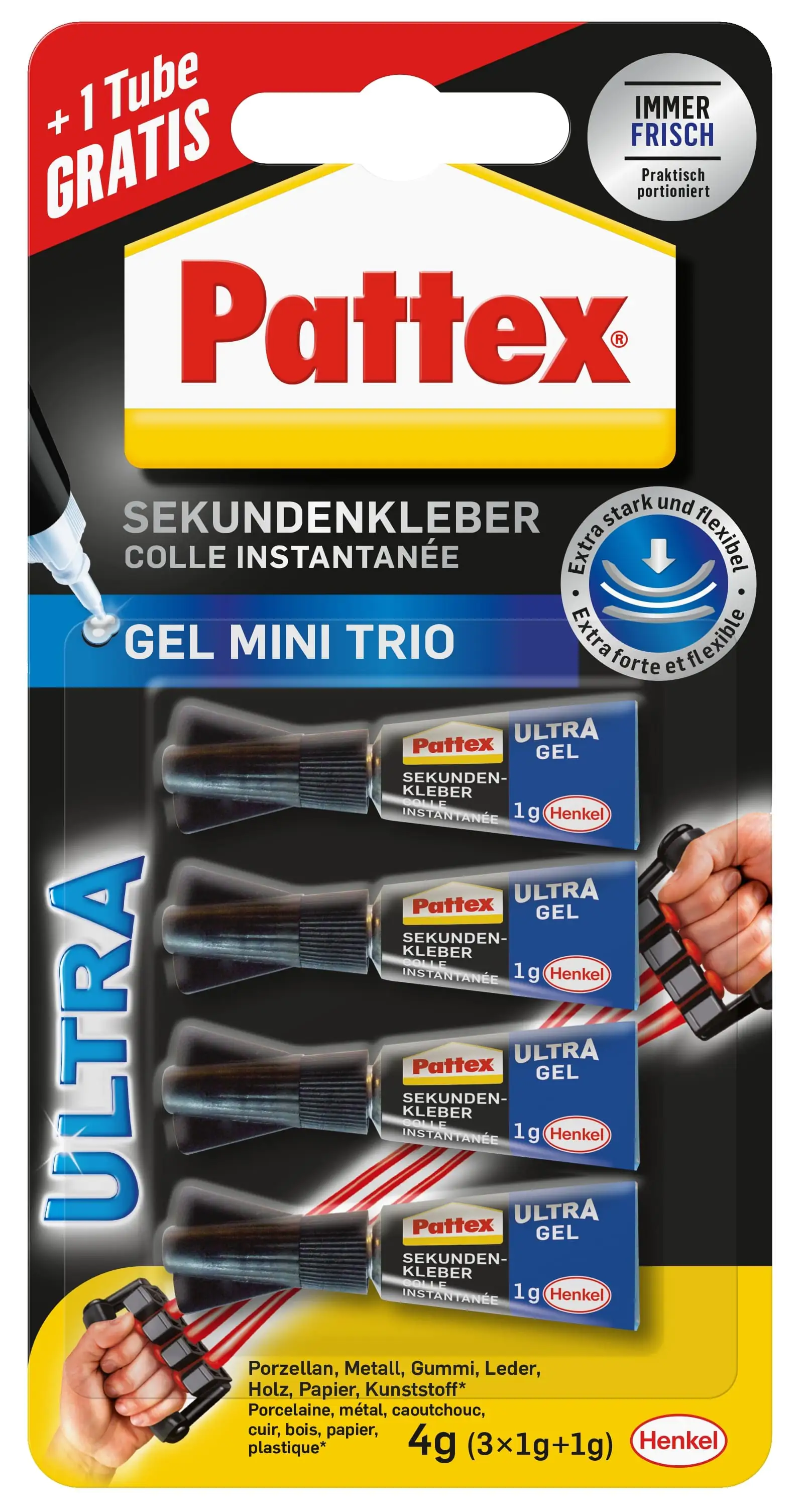 Pattex Sekundenkleber Ultra Mini Trio 3 x 1 g + 1 g Pattex Sekundenkleber Ultra Mini Trio 3 x 1 g + 1 g