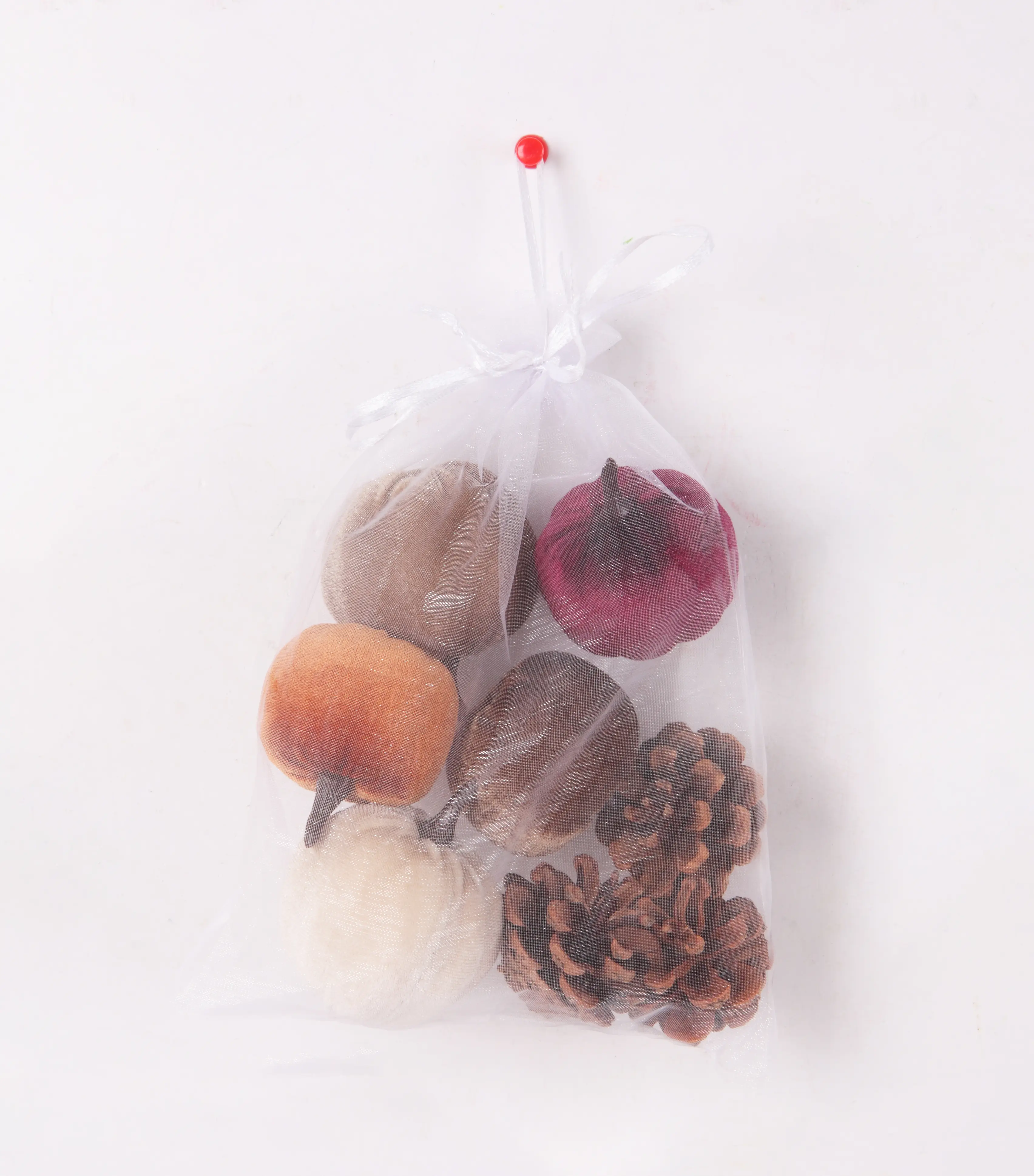 Dekofigur Kürbisse & Tannenzapfen Ø 7 cm bunt 8 Stück