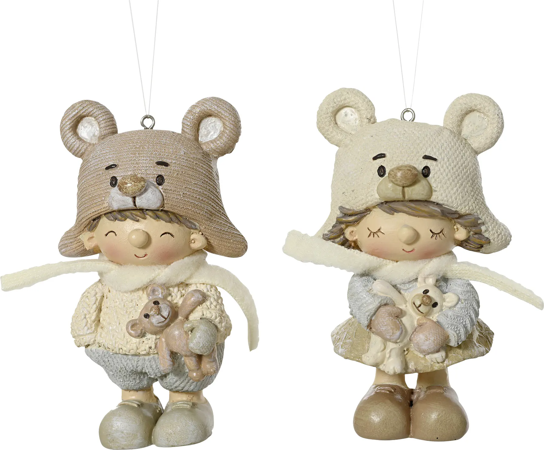 Decoris Weihnachtskugel aus Polyresin Kinder 10,5 cm 2-fach sortiert