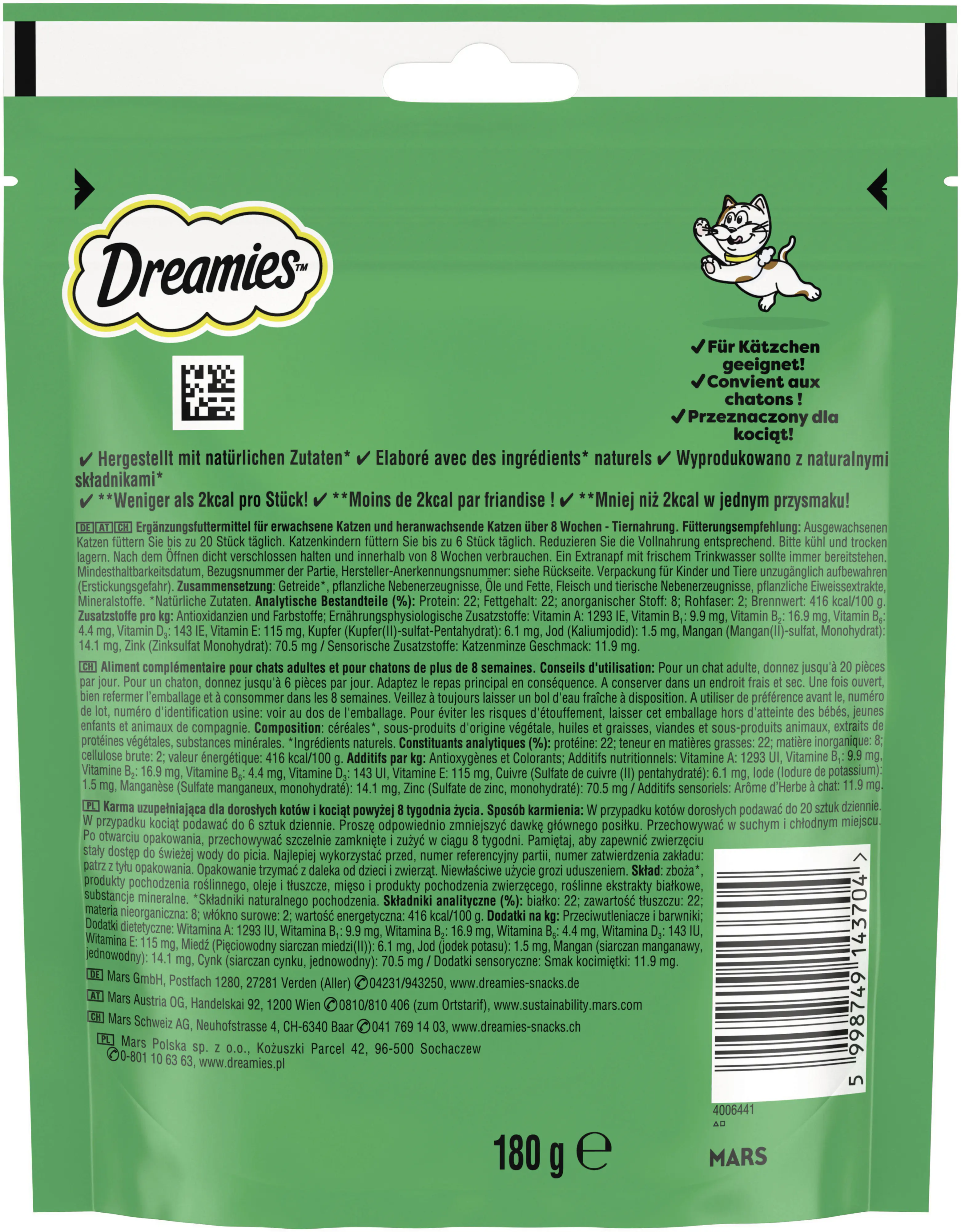 Dreamies Snacks mit Katzenminze Katzensnack 180 g