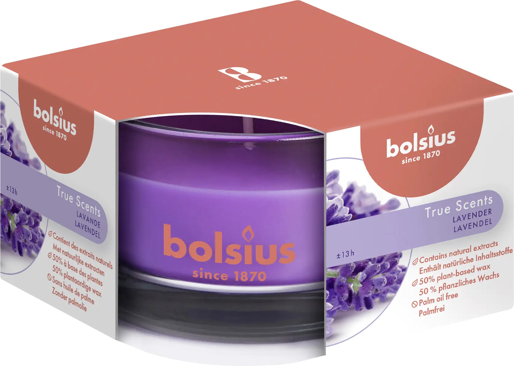 8717847135643 Bolsius Duftkerze im Glas Lavendel, Höhe 5 cm, Ø 8 cm