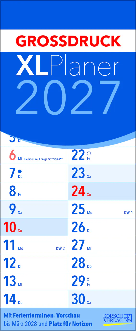 Korsch Kalender XL-Planer Großdruck 2027 