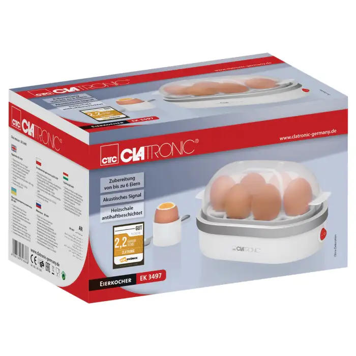 Clatronic Eierkocher EK3497 Zubereitung von bis zu 6 Eiern