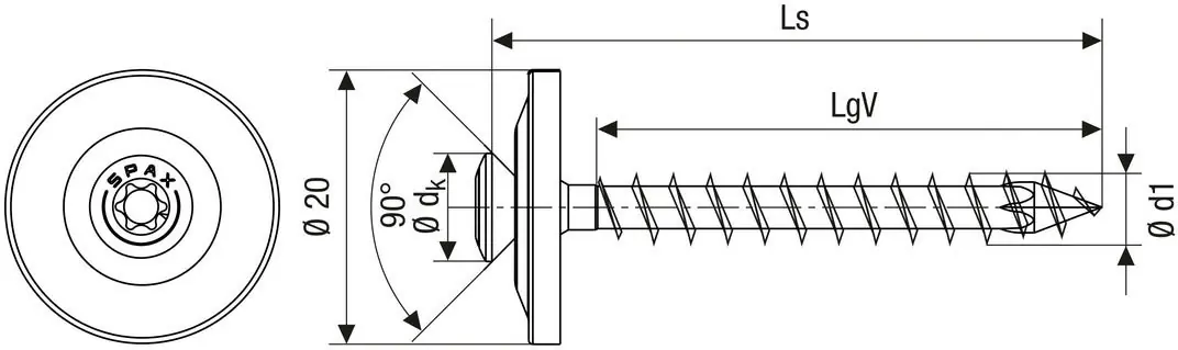 Spax Spenglerschrauben 4,5 x 35 mm T20 Vollgewinde - 15 Stk.  Spax Spenglerschrauben 4,5 x 35 mm T20 Vollgewinde - 15 Stk.
