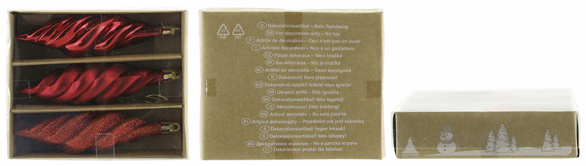 Weihnachtskugeln Eiszapfen aus Kunststoff 11 cm rot 3 Stück