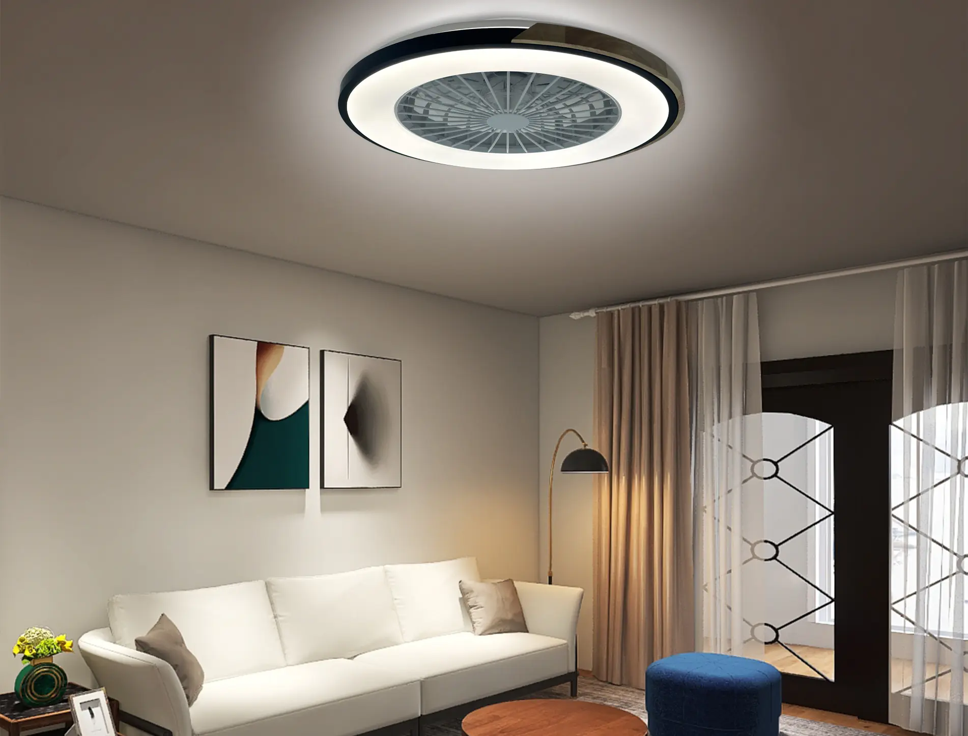 LED-Deckenventilator Fabian 48W warmweiß-kaltweiß