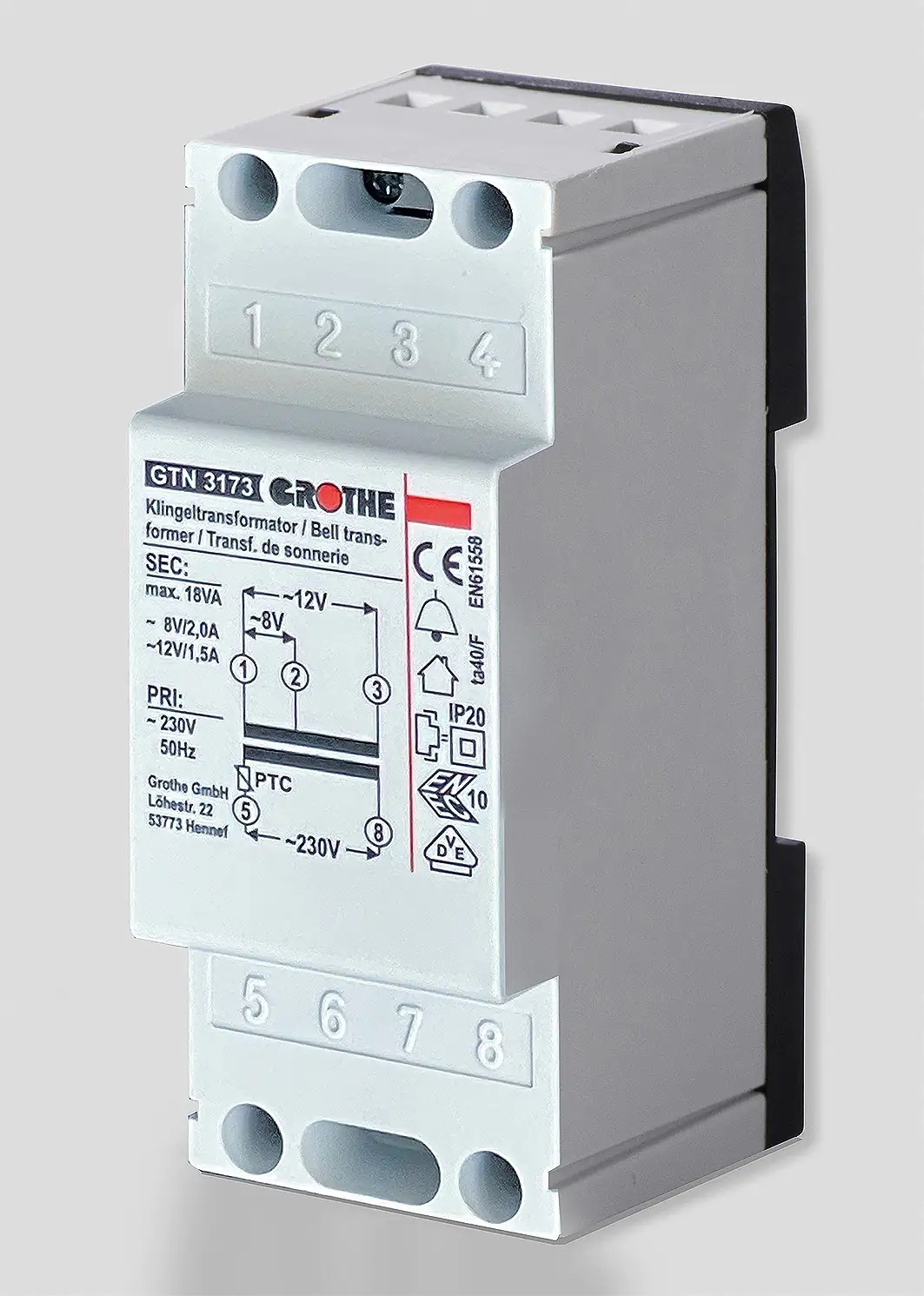 Grothe Multi-Klingeltrafo 8 - 12 V 2 A VDE/CE 