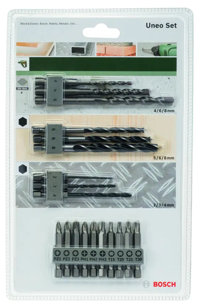 Bosch Bit-Bohrer-Set Stein / Holz / Metall 19-teilig Ø 2 -8 mm SDS Quick Bosch Bit-Bohrer-Set Stein / Holz / Metall 19-teilig Ø 2 -8 mm SDS Quick