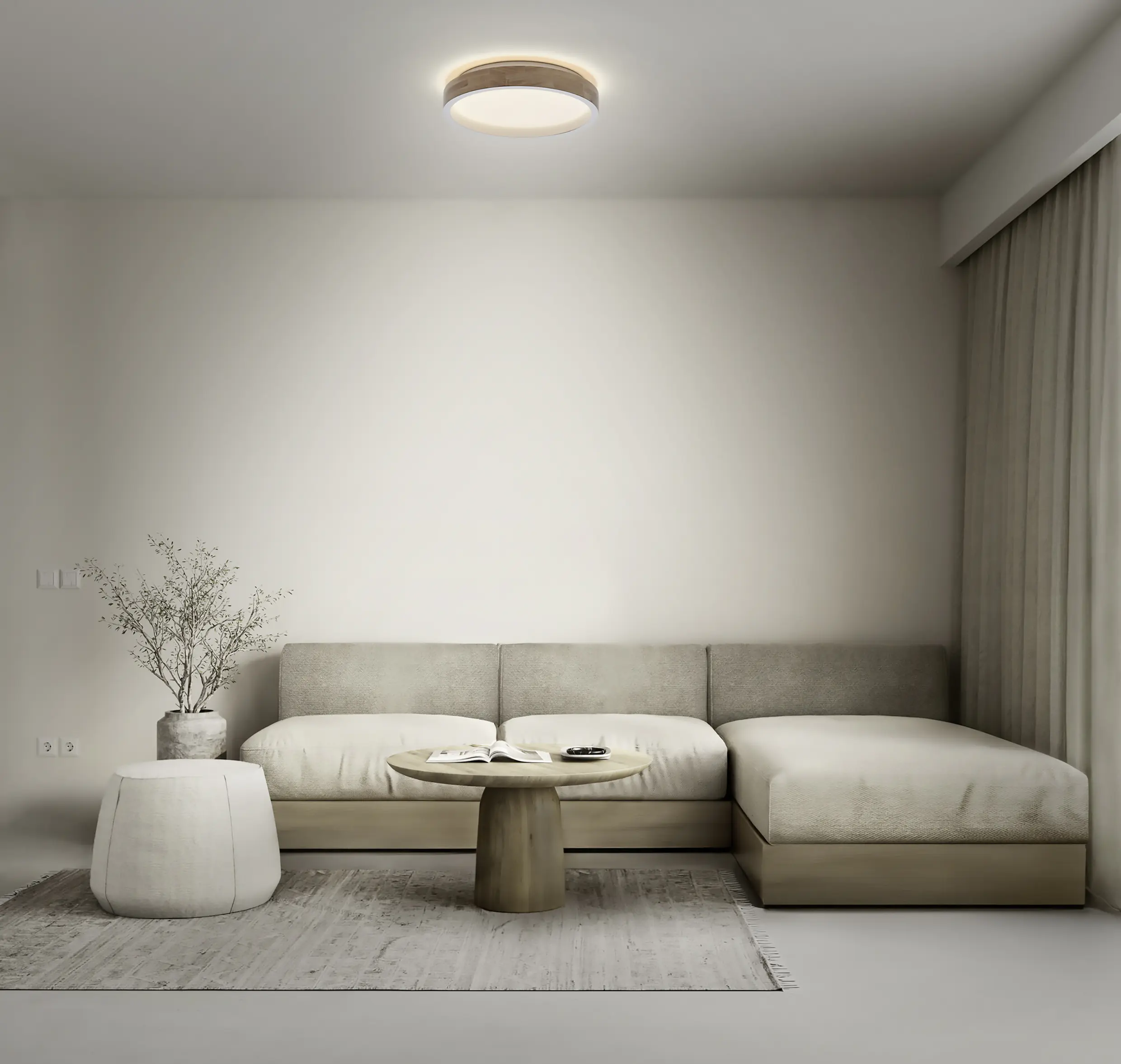 Osram LED-Deckenleuchte Orbis Mariano Ø51 cm 36 W Holzdekor weiß dimmbar