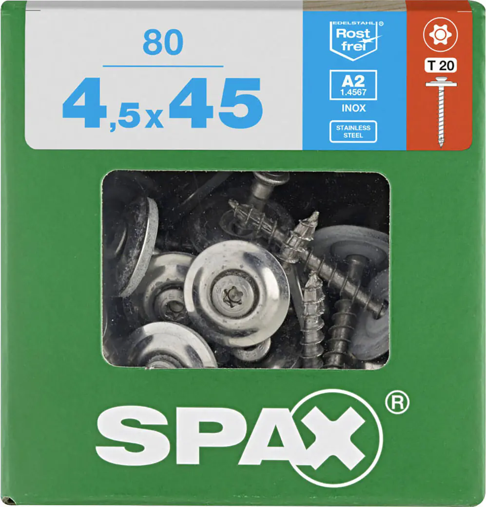 Spax Spenglerschrauben 4,5 x 45 mm T20 Vollgewinde - 80 Stk. 