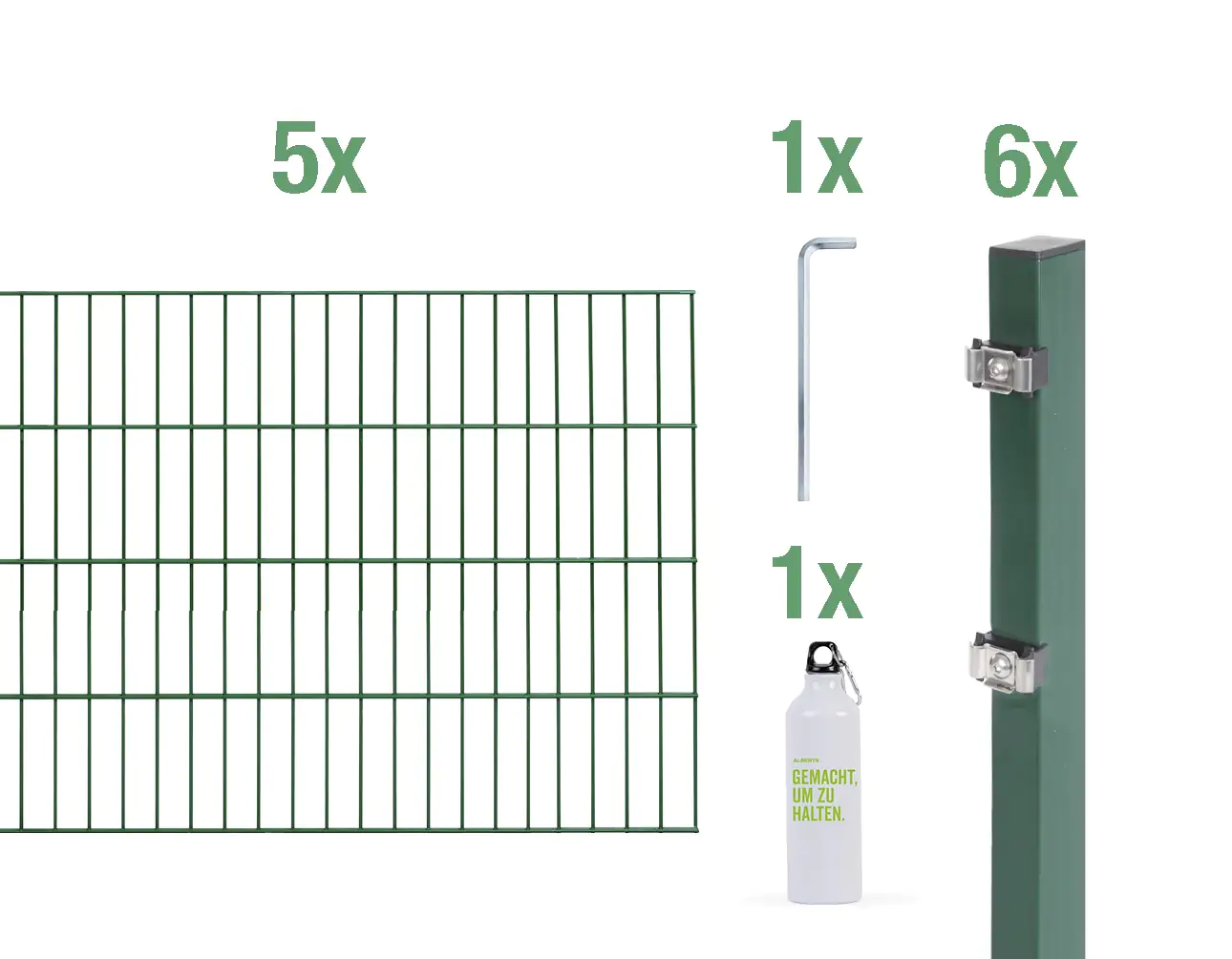 Alberts Komplettset Doppelstabmatten 10 m 80 cm 6/5/6 grün