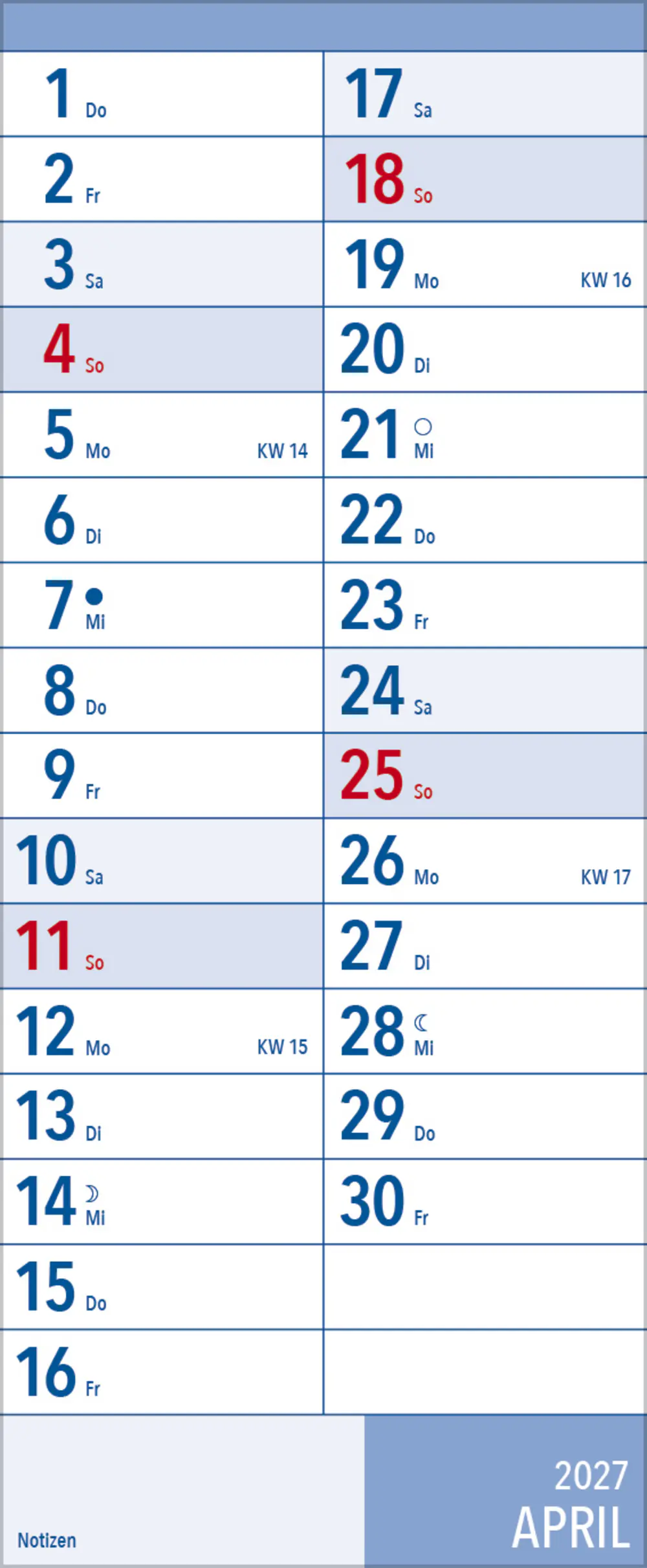 Korsch Kalender XL-Planer Großdruck 2027 
