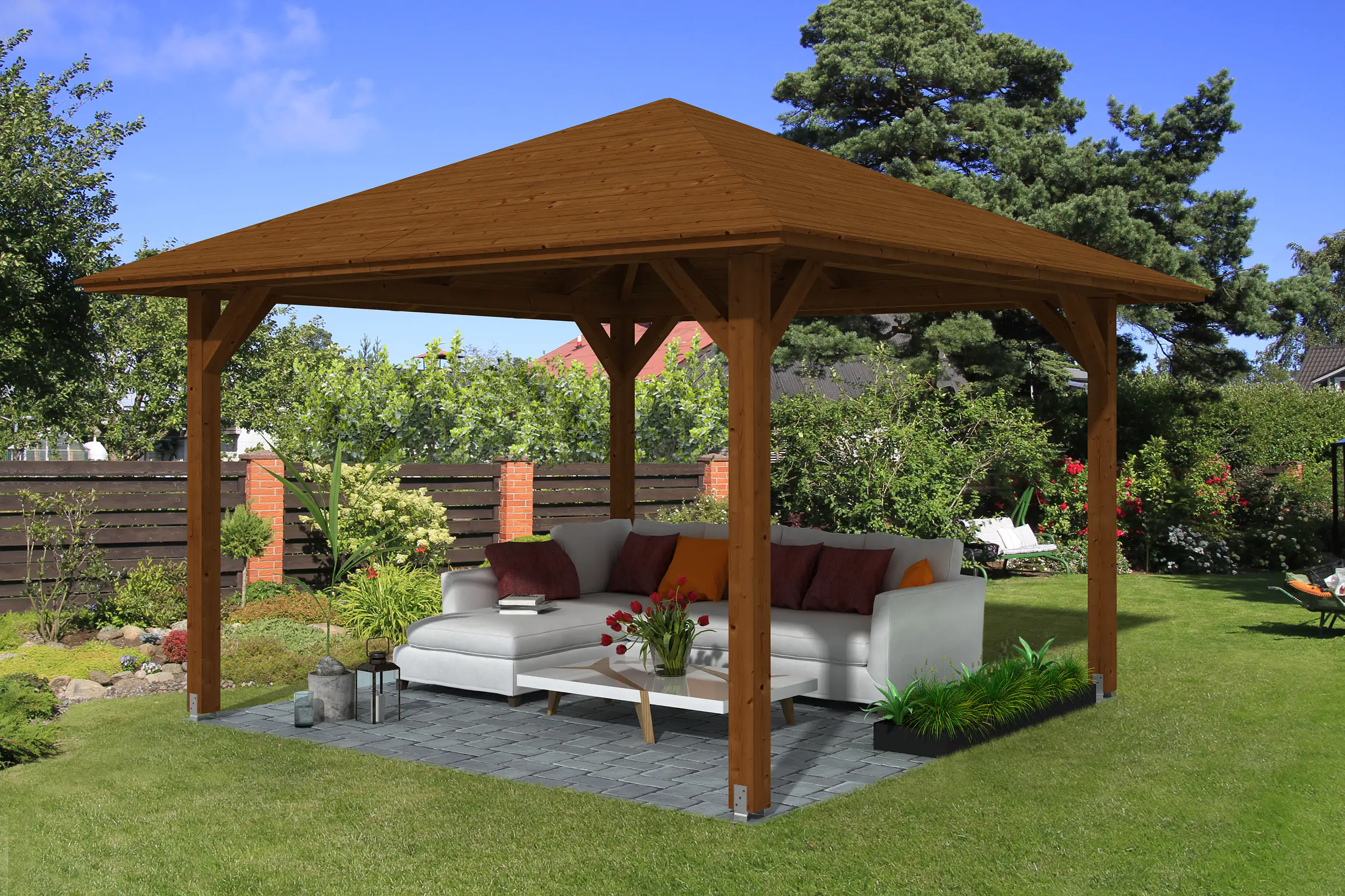 SKAN HOLZ Pavillon Cannes 2 Leimholz, lasiert in Nussbaum