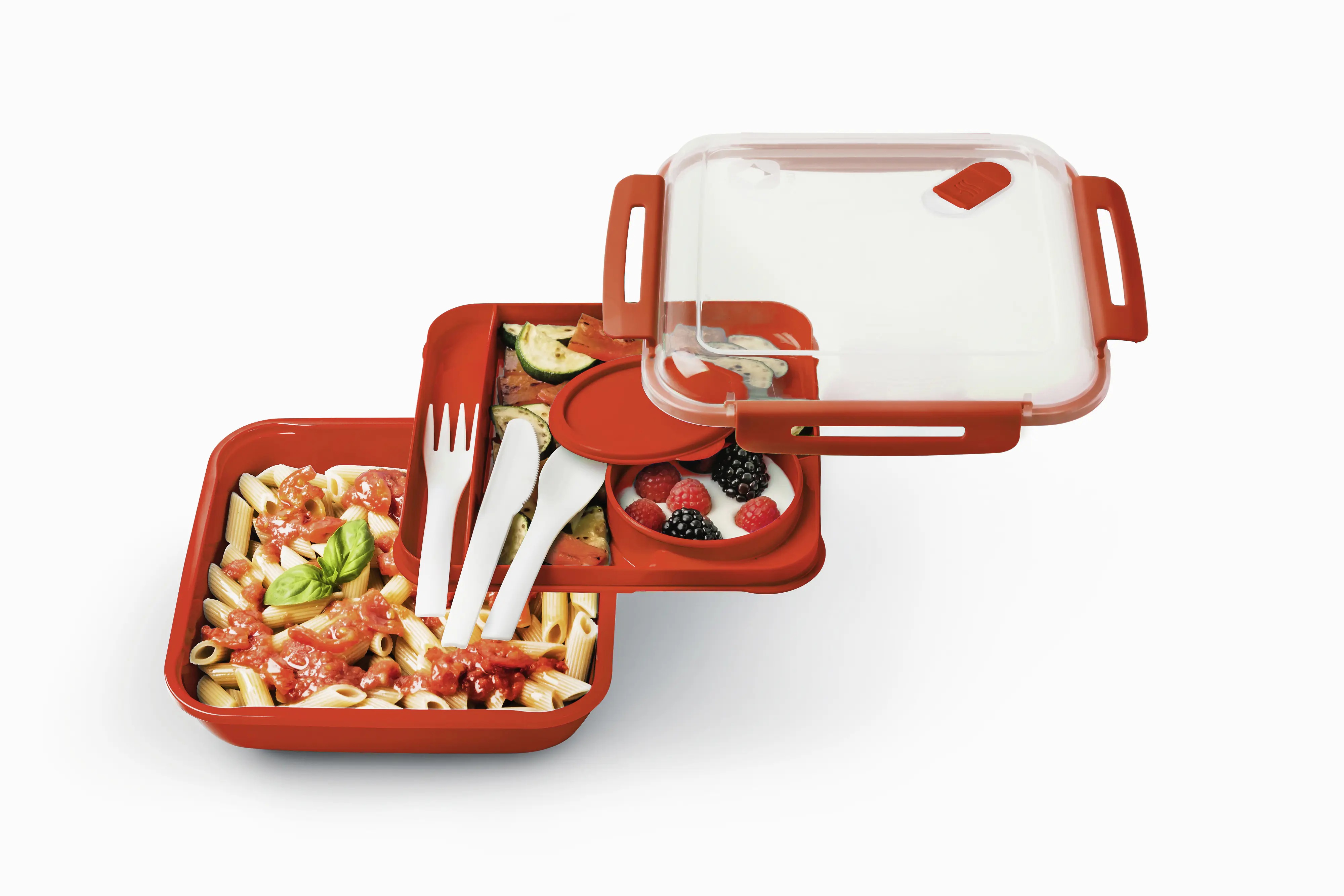 Rotho Lunchbox Memory 1,1 l, 19,5 x 19,5 x 9,1 cm, papaya rot