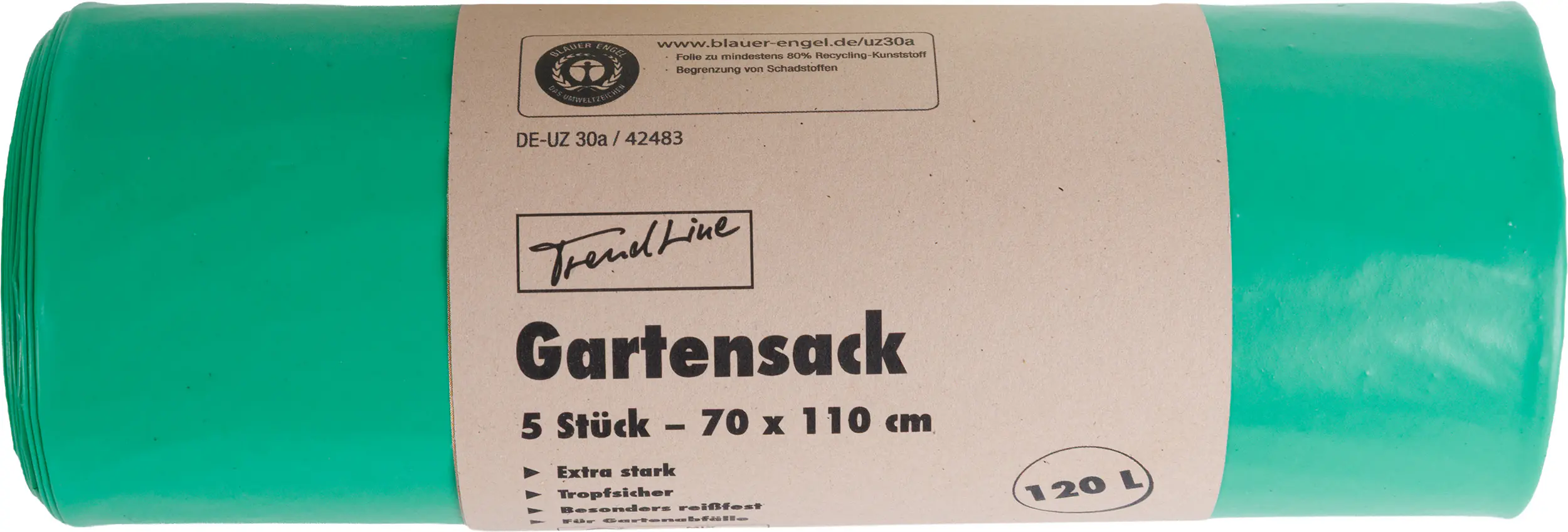 Trendline Gartensack 120 L, 63 mµ, grün, 5 Stück