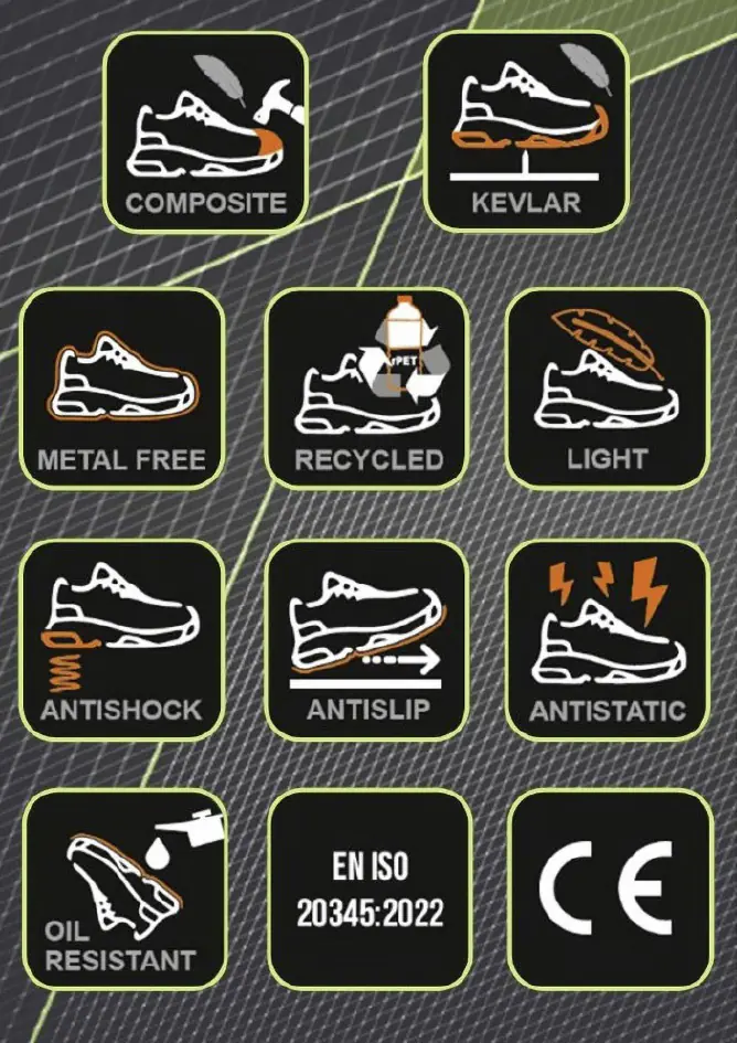 Sicherheitshalbschuh Ecostar Low S1P schwarz-neongrün 