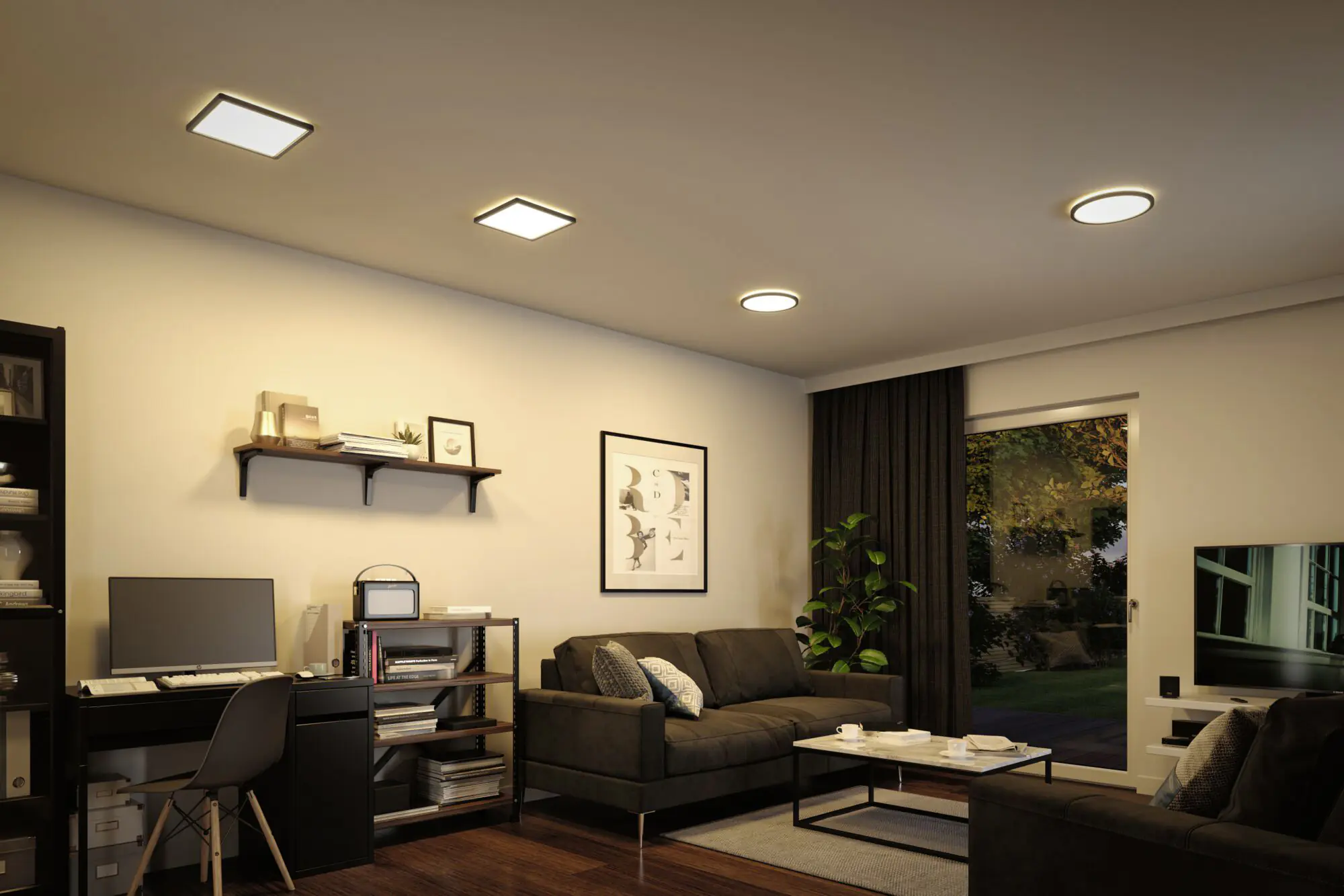 Paulmann LED Panel Atria Shine schwarz Ø 29,3 cm warmweiß