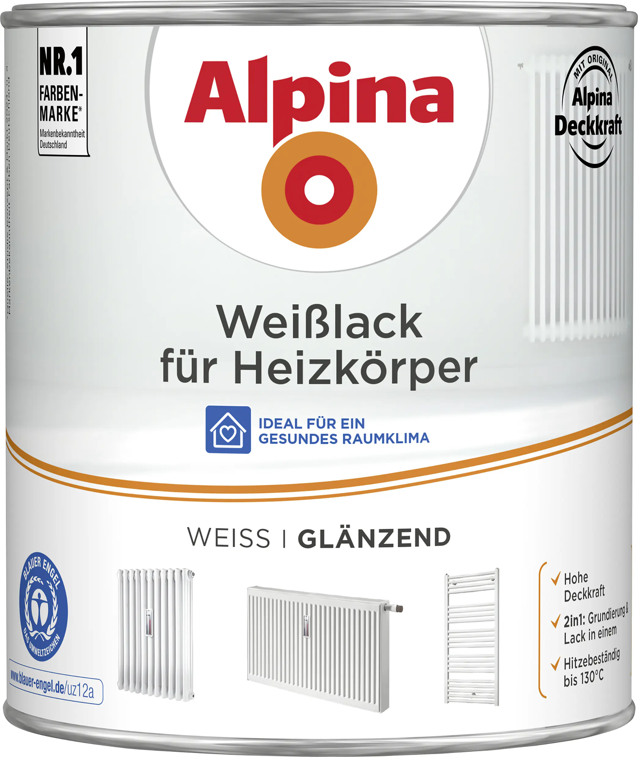 Alpina Heizkörperlack weiß 2 L weiß glänzend