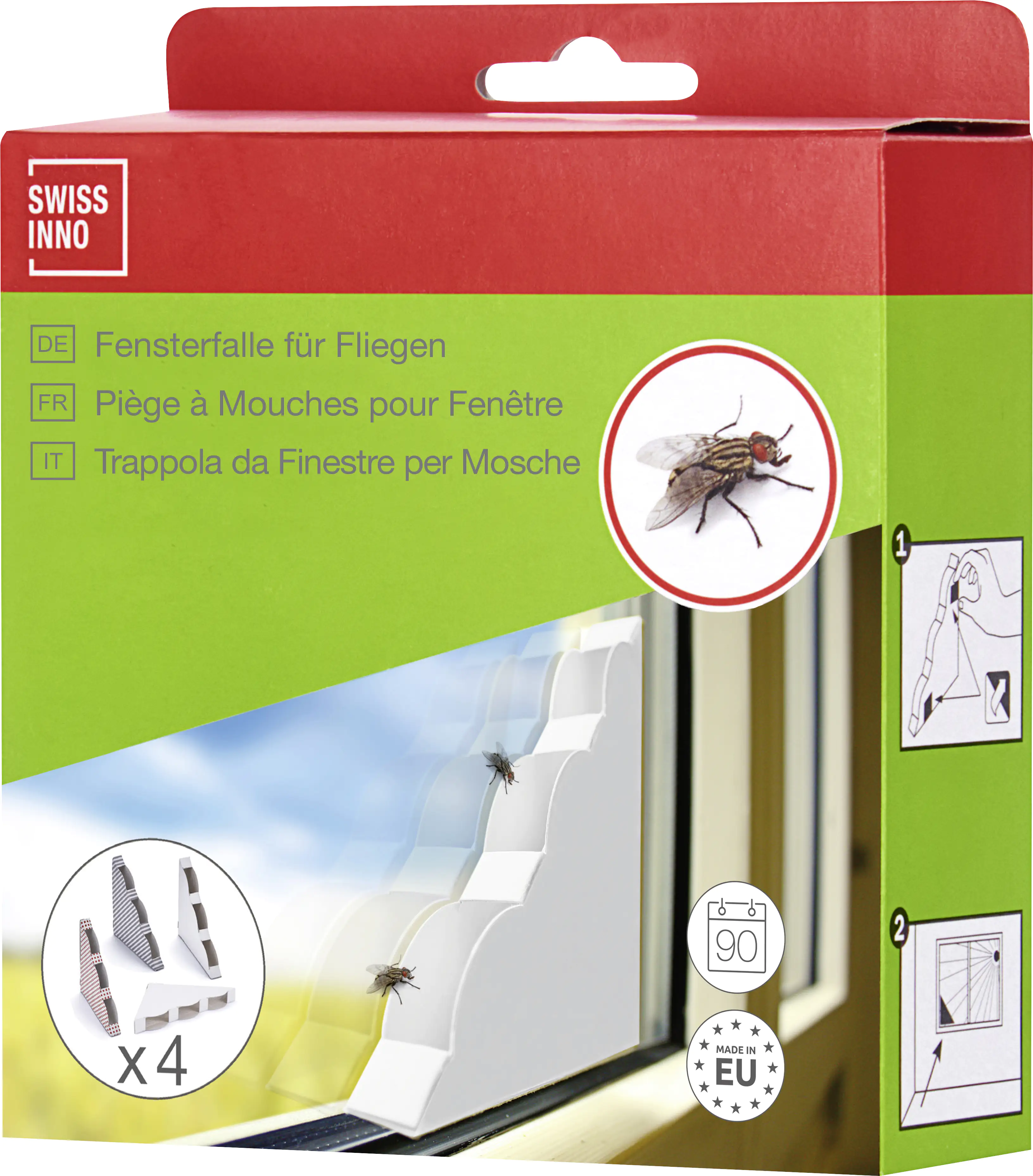 Swissinno Natural Control Fensterfalle für Fliegen 4er Set