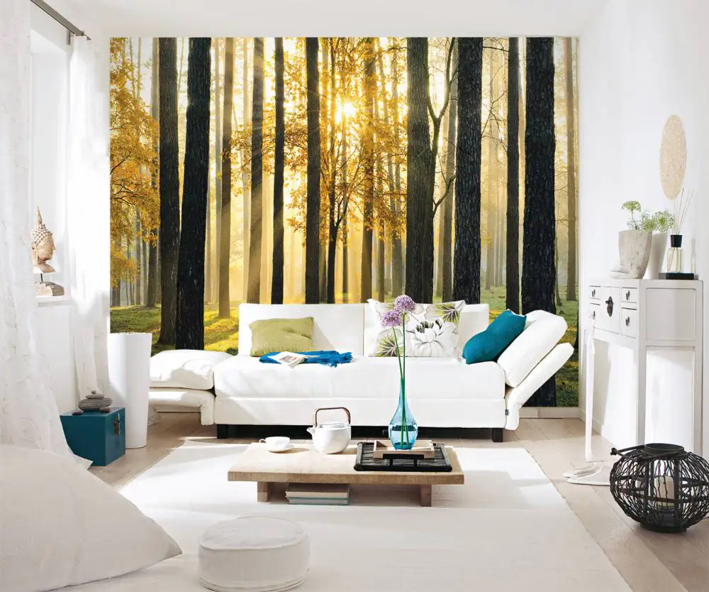 papermoon Vlies- Fototapete Digitaldruck 350 x 260 cm Digitaldruck Sunny Forest