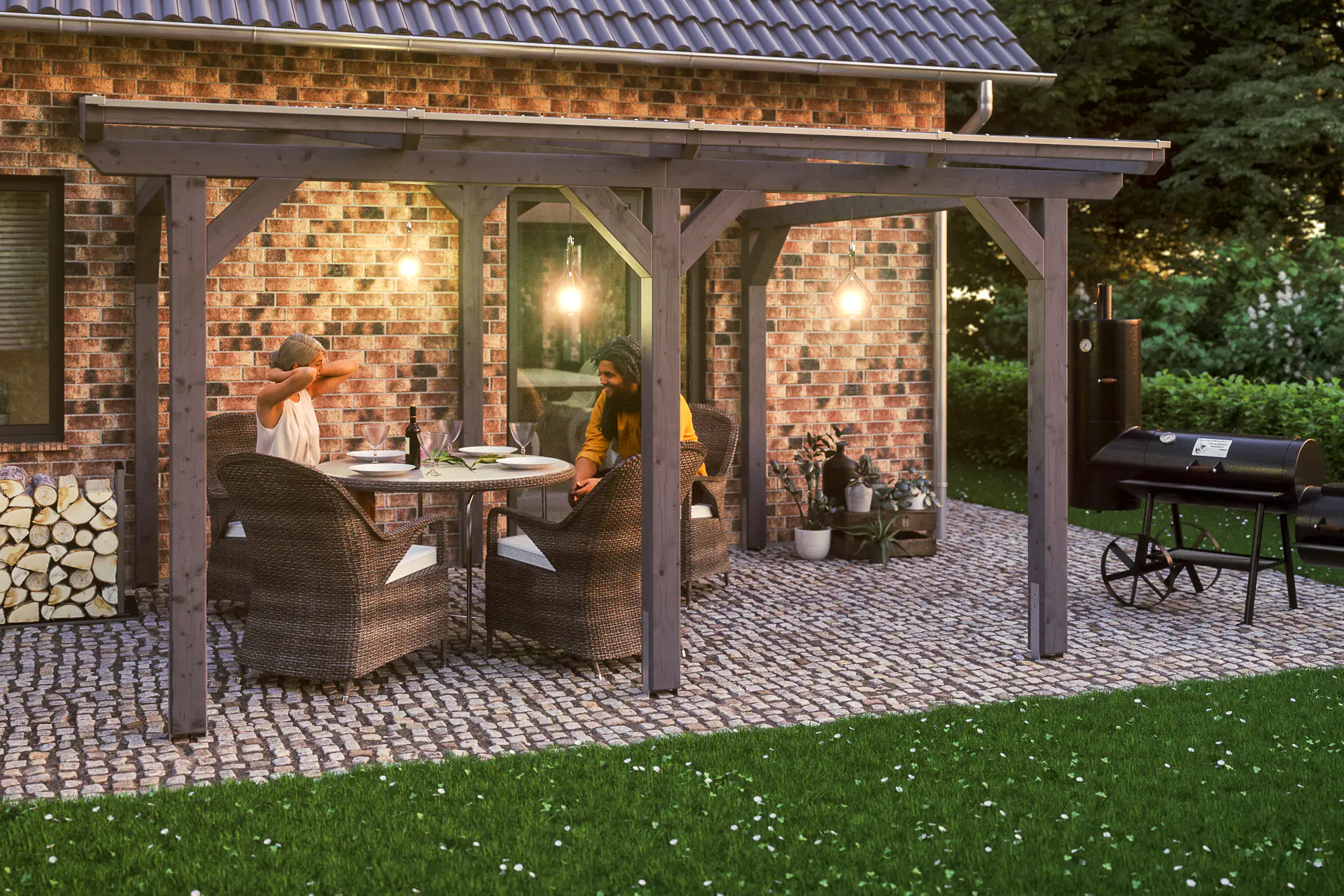 SKAN HOLZ Terrassenüberdachung Siena 434 x 400 cm Leimholz